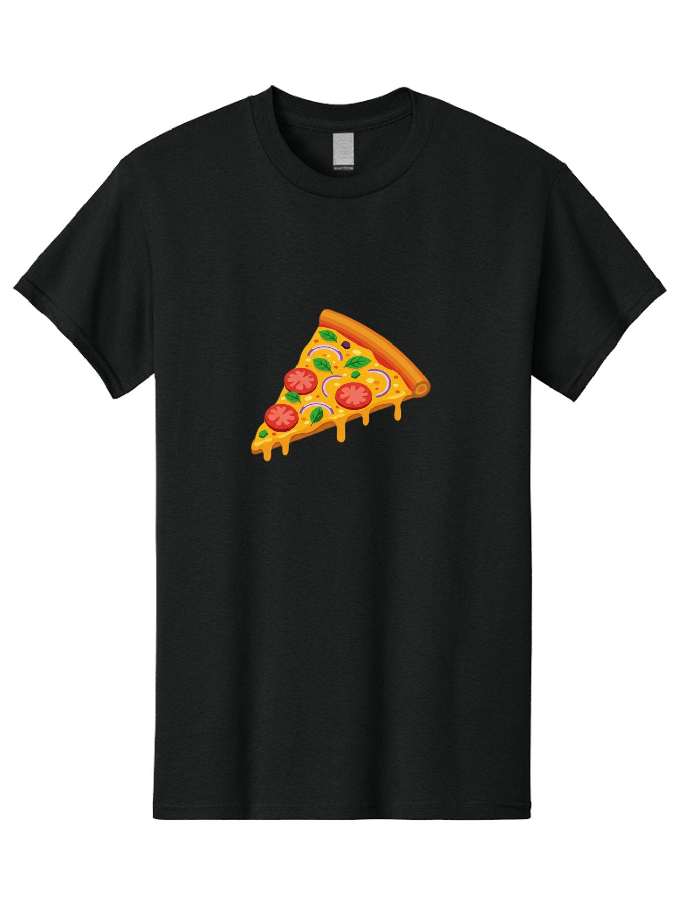 Pizza-Slice Men'S Graphic Tee, 100% Cotton, Comfortable Casual Summer Wear, Machine Washable, Cheesy Pizza Slice, Tomato Sauce, Melted Mozzarella, Fresh Basil, Onion Rings, Olives, Italian Food, Delicious Meal, Appetizing Dish, Savory Treat Bac316
