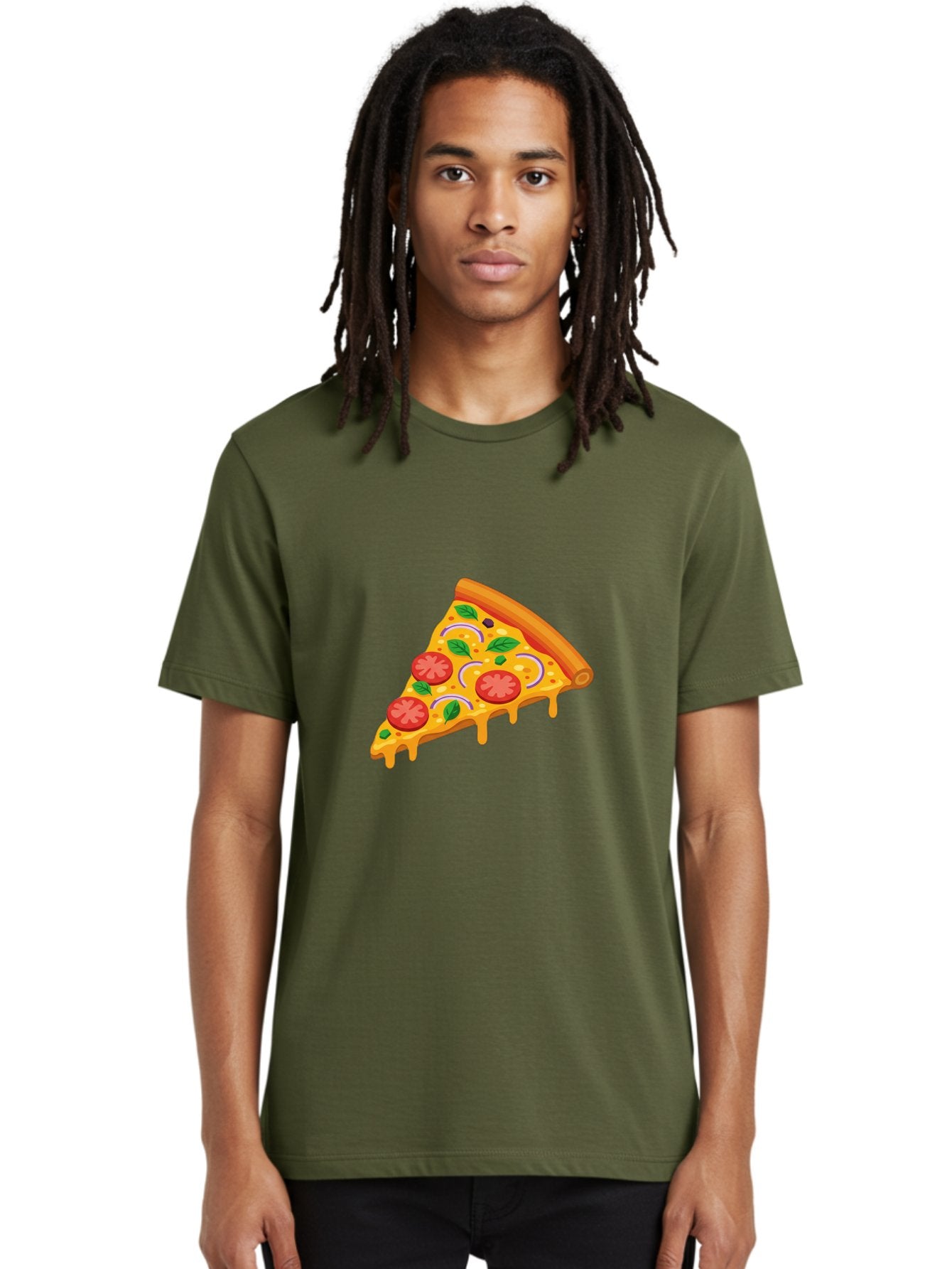 Pizza-Slice Men'S Graphic Tee, 100% Cotton, Comfortable Casual Summer Wear, Machine Washable, Cheesy Pizza Slice, Tomato Sauce, Melted Mozzarella, Fresh Basil, Onion Rings, Olives, Italian Food, Delicious Meal, Appetizing Dish, Savory Treat Bac316 27