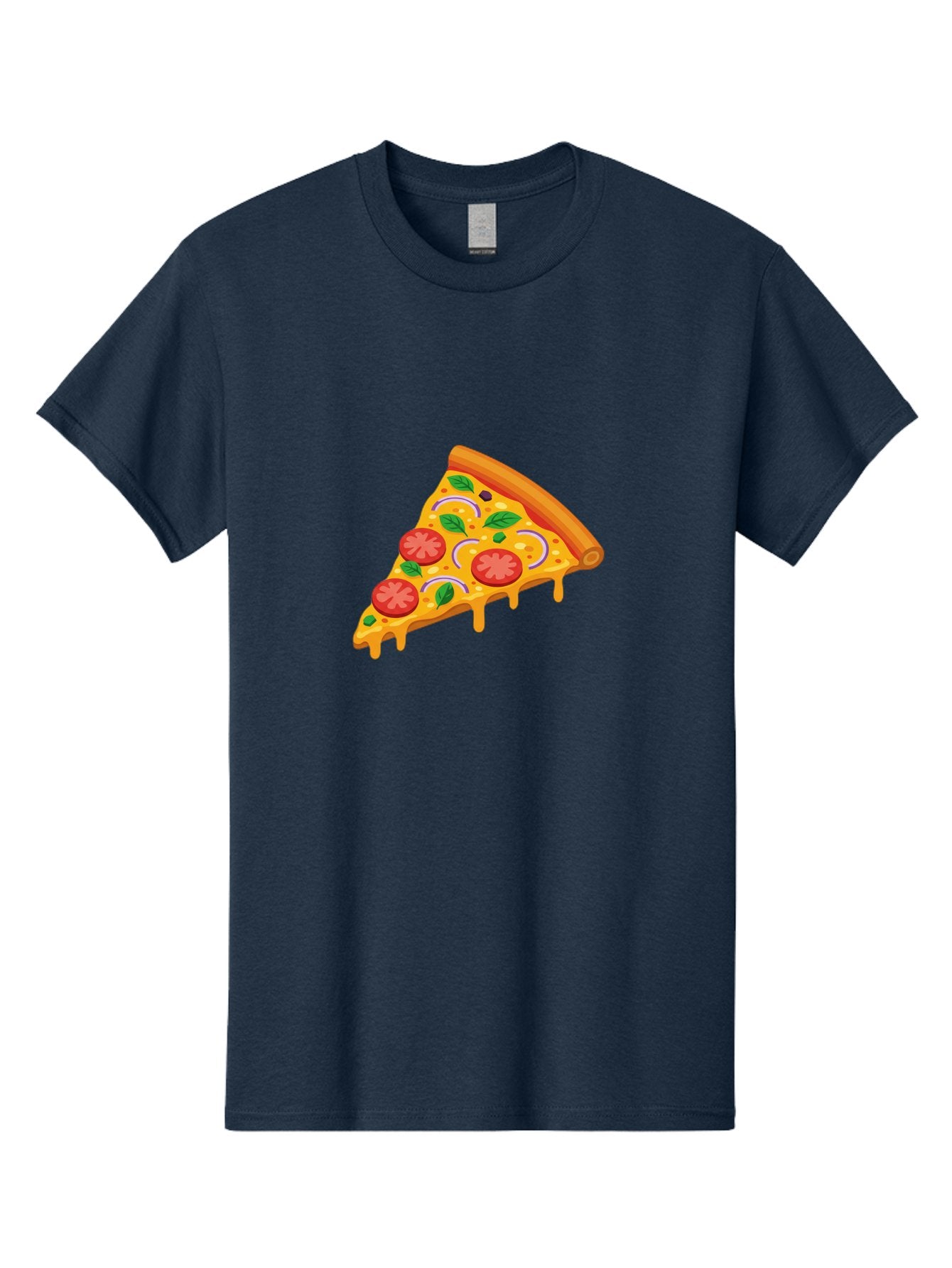 Pizza-Slice Men'S Graphic Tee, 100% Cotton, Comfortable Casual Summer Wear, Machine Washable, Cheesy Pizza Slice, Tomato Sauce, Melted Mozzarella, Fresh Basil, Onion Rings, Olives, Italian Food, Delicious Meal, Appetizing Dish, Savory Treat Bac316 10