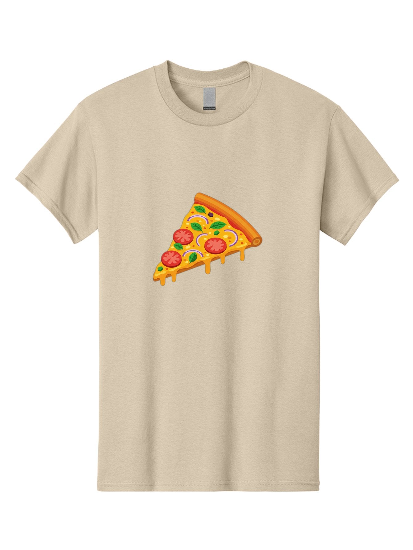 Pizza-Slice Men'S Graphic Tee, 100% Cotton, Comfortable Casual Summer Wear, Machine Washable, Cheesy Pizza Slice, Tomato Sauce, Melted Mozzarella, Fresh Basil, Onion Rings, Olives, Italian Food, Delicious Meal, Appetizing Dish, Savory Treat Bac316 6