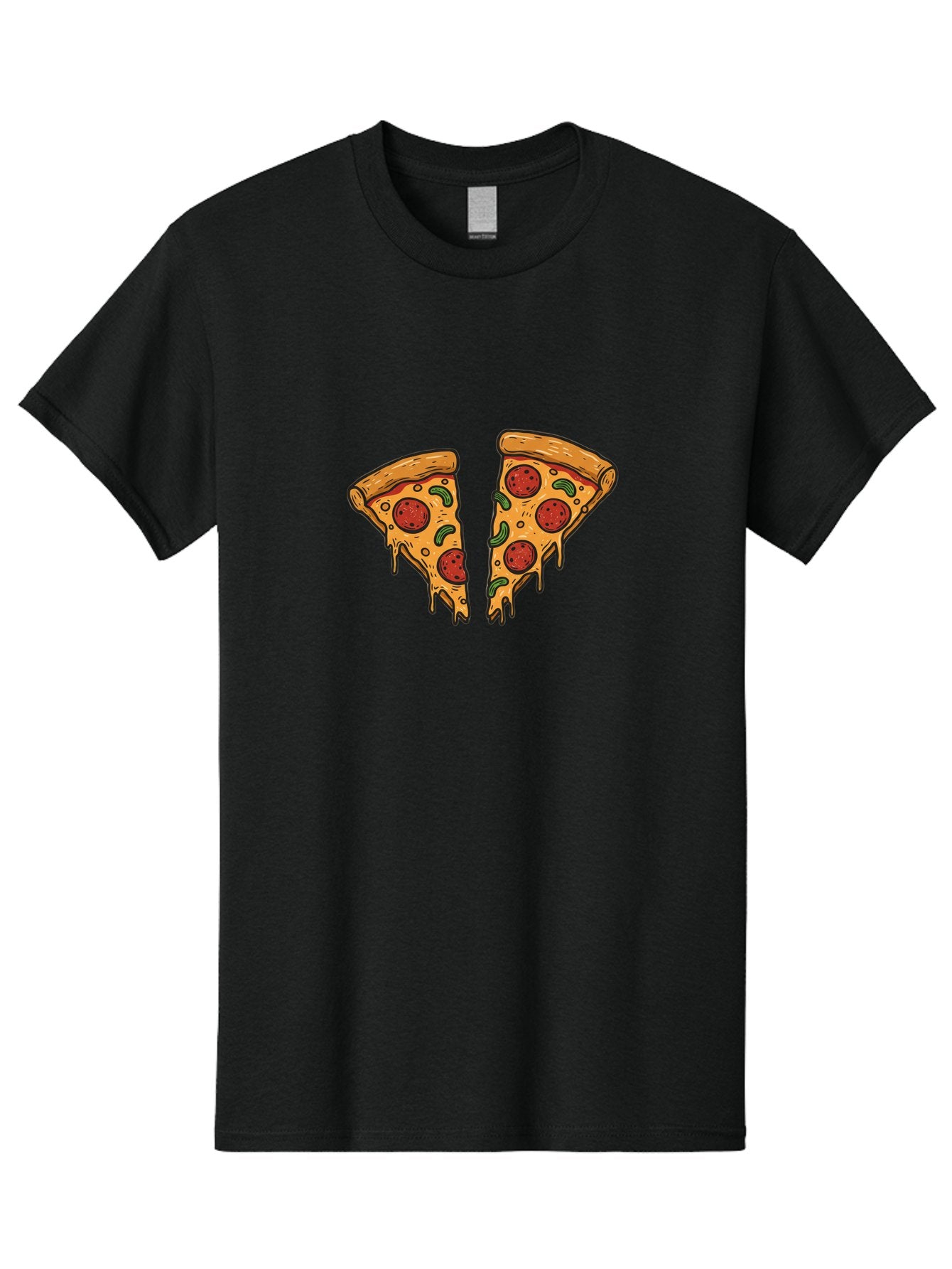 Pizza-Slices-1 Men'S Graphic Tee, 100% Cotton, Comfortable Casual Summer Wear, Machine Washable, Cheesy Pizza, Pepperoni Slices, Melted Cheese, Italian Food, Two Pizza Slices, Cartoon Style, Pizza Graphics, Food Illustration, Cheesy Goodness Bac317 4