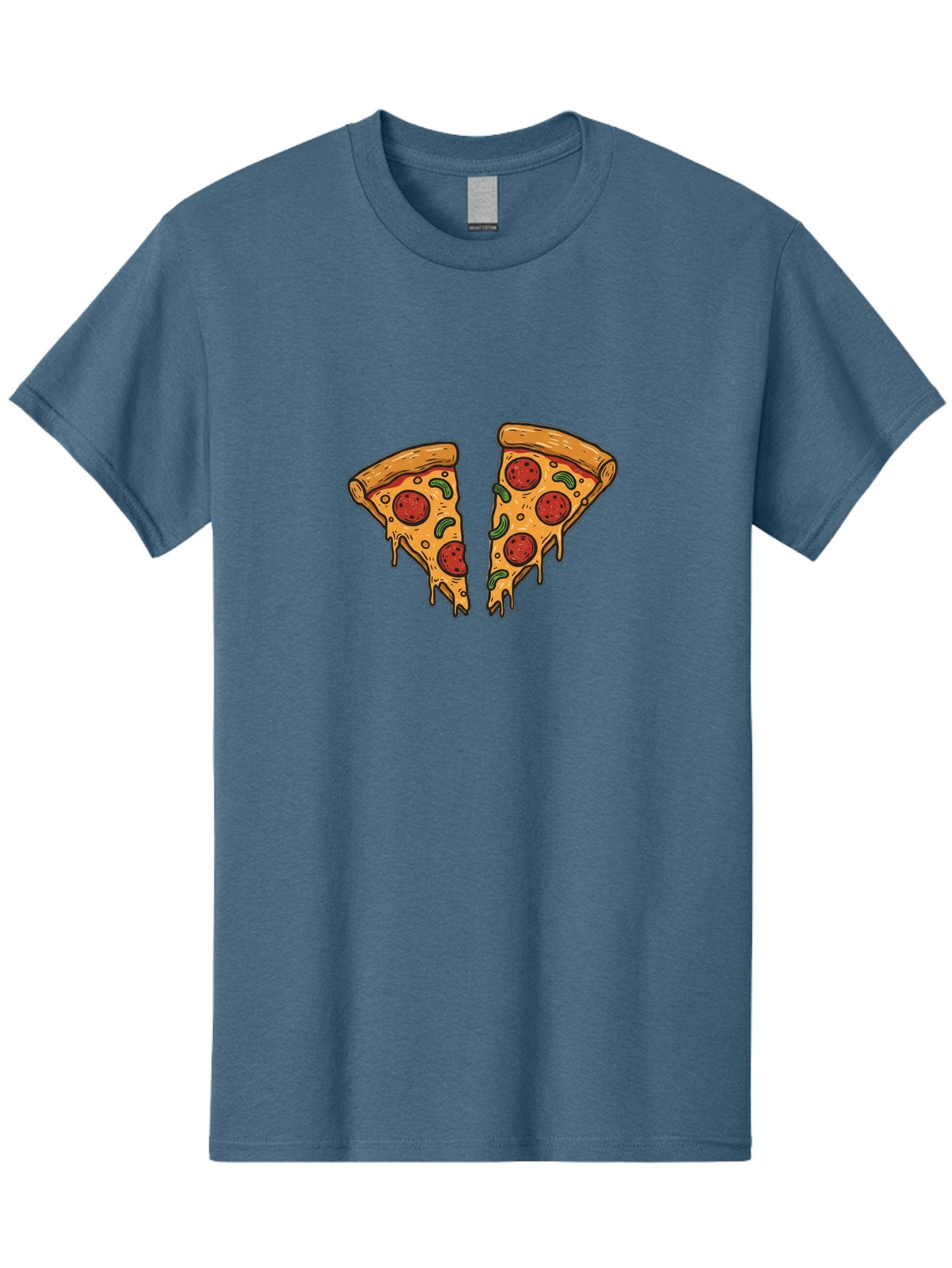 Pizza-Slices-1 Men'S Graphic Tee, 100% Cotton, Comfortable Casual Summer Wear, Machine Washable, Cheesy Pizza, Pepperoni Slices, Melted Cheese, Italian Food, Two Pizza Slices, Cartoon Style, Pizza Graphics, Food Illustration, Cheesy Goodness Bac317