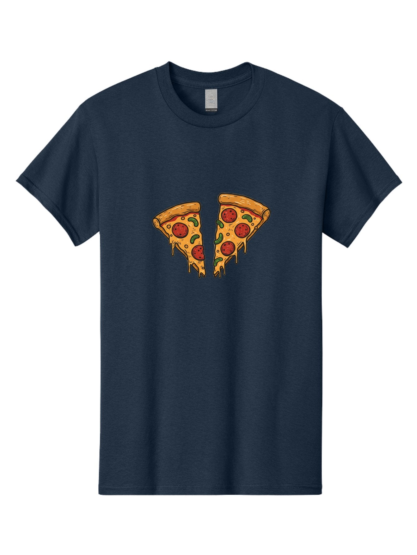 Pizza-Slices-1 Men'S Graphic Tee, 100% Cotton, Comfortable Casual Summer Wear, Machine Washable, Cheesy Pizza, Pepperoni Slices, Melted Cheese, Italian Food, Two Pizza Slices, Cartoon Style, Pizza Graphics, Food Illustration, Cheesy Goodness Bac317 8