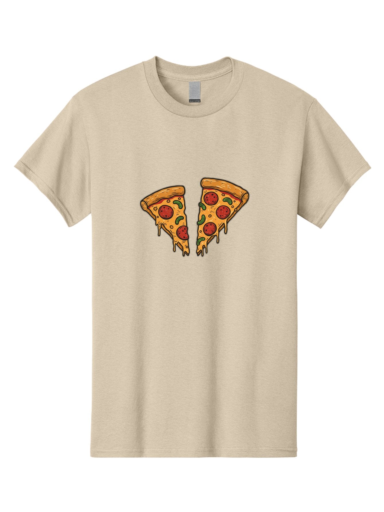 Pizza-Slices-1 Men'S Graphic Tee, 100% Cotton, Comfortable Casual Summer Wear, Machine Washable, Cheesy Pizza, Pepperoni Slices, Melted Cheese, Italian Food, Two Pizza Slices, Cartoon Style, Pizza Graphics, Food Illustration, Cheesy Goodness Bac317 7