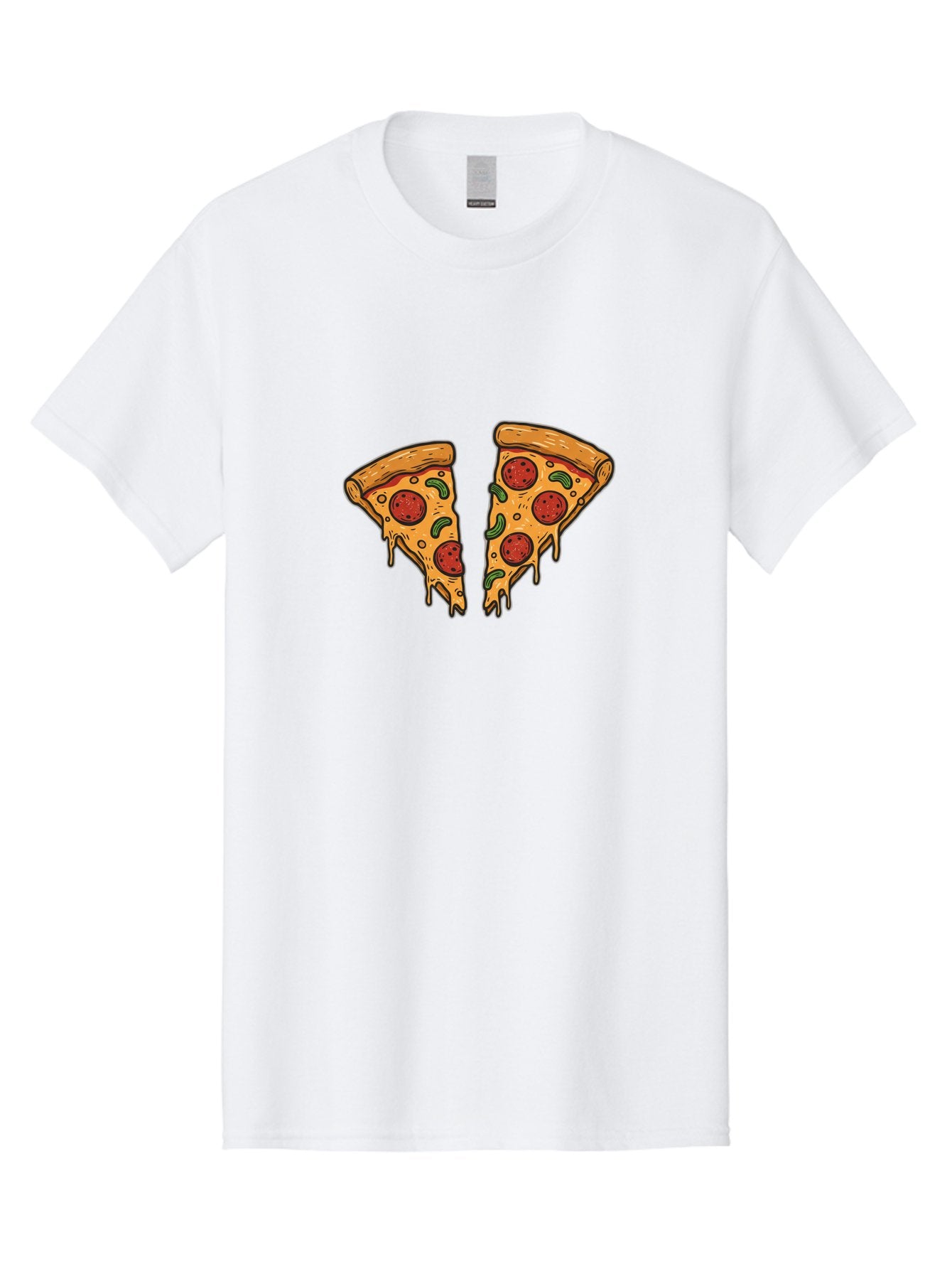 Pizza-Slices-1 Men'S Graphic Tee, 100% Cotton, Comfortable Casual Summer Wear, Machine Washable, Cheesy Pizza, Pepperoni Slices, Melted Cheese, Italian Food, Two Pizza Slices, Cartoon Style, Pizza Graphics, Food Illustration, Cheesy Goodness Bac317 3