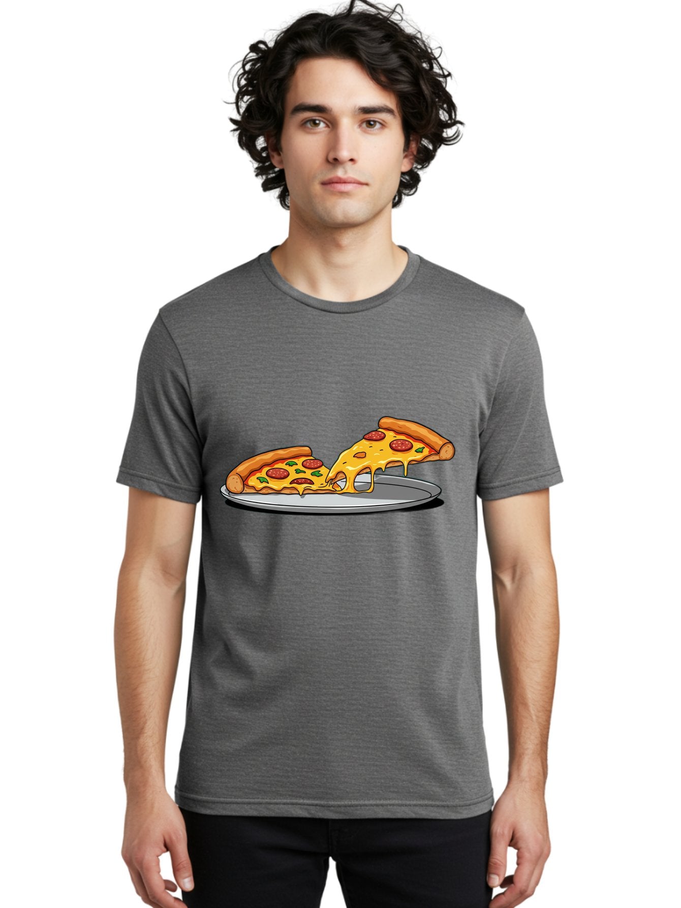 Pizza-Slices Men'S Graphic Tee, 100% Cotton, Comfortable Casual Summer Wear, Machine Washable, Pepperoni Pizza, Cheesy Goodness, Melted Cheese, Italian Food, Pizza Slices, Savory Delight, Foodie Favorite, Cheesy Pull Bac318 23