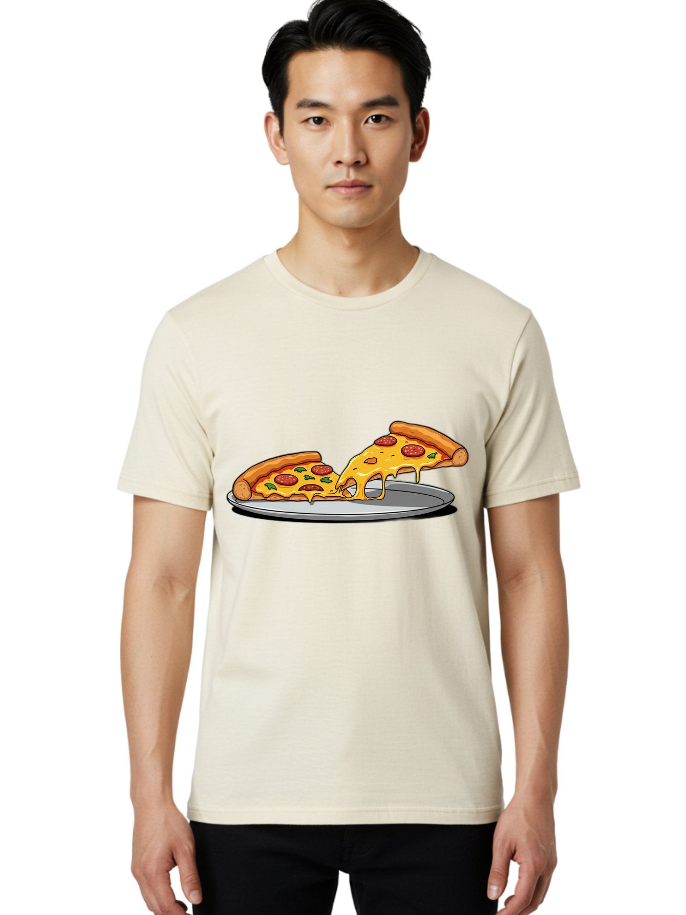 Pizza-Slices Men'S Graphic Tee, 100% Cotton, Comfortable Casual Summer Wear, Machine Washable, Pepperoni Pizza, Cheesy Goodness, Melted Cheese, Italian Food, Pizza Slices, Savory Delight, Foodie Favorite, Cheesy Pull Bac318 29
