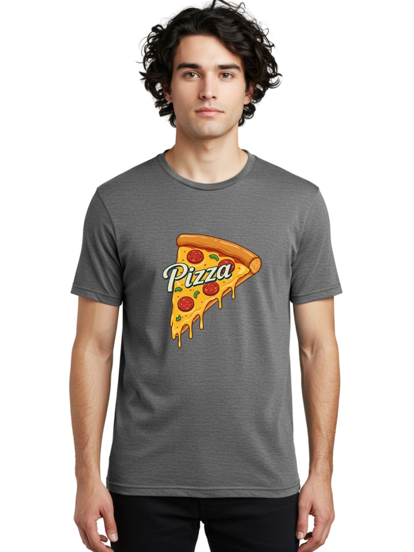 Pizza Men'S Graphic Tee, 100% Cotton, Comfortable Casual Summer Wear, Machine Washable, Cheesy Pizza Slice, Pepperoni Pizza, Melted Cheese, Green Peppers, Pizza Toppings, Italian Food, Delicious Pizza Bac320 28