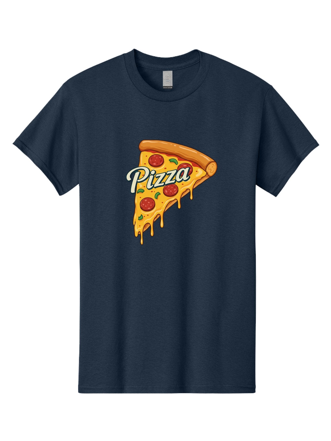 Pizza Men'S Graphic Tee, 100% Cotton, Comfortable Casual Summer Wear, Machine Washable, Cheesy Pizza Slice, Pepperoni Pizza, Melted Cheese, Green Peppers, Pizza Toppings, Italian Food, Delicious Pizza Bac320 3