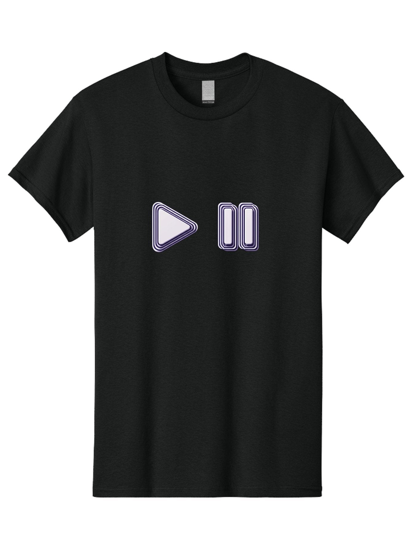 Play-And-Pause Men'S Graphic Tee, 100% Cotton, Comfortable Casual Summer Wear, Machine Washable, Play Button, Pause Button, Media Controls, Video Controls, Music Controls, User Interface, Ui Elements, Control Icons Bac322 9