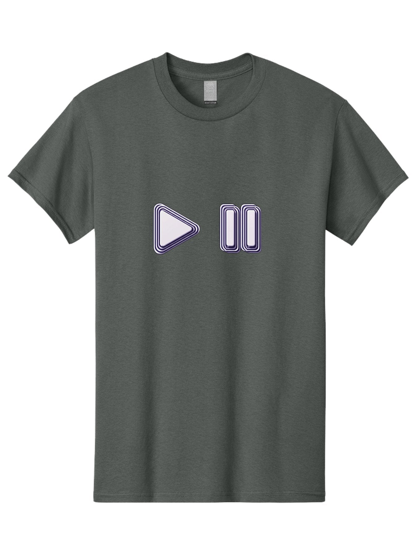 Play-And-Pause Men'S Graphic Tee, 100% Cotton, Comfortable Casual Summer Wear, Machine Washable, Play Button, Pause Button, Media Controls, Video Controls, Music Controls, User Interface, Ui Elements, Control Icons Bac322 3