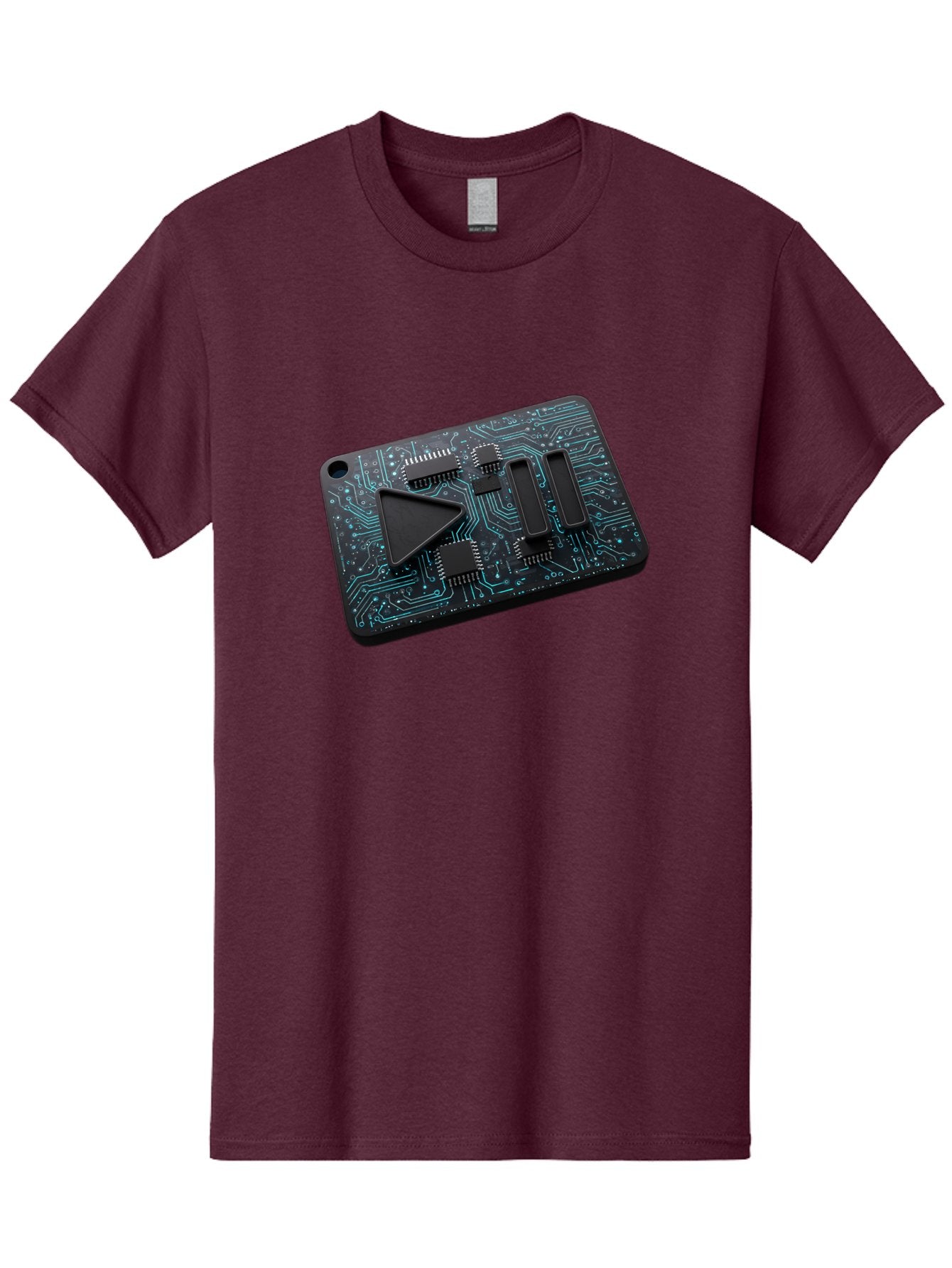 Play-Button-Circuit-Card Men'S Graphic Tee, 100% Cotton, Comfortable Casual Summer Wear, Machine Washable, Media Controls, Play Button, Circuit Board, Electronic Device, Futuristic Design, Modern Technology, Sleek Interface, User Experience, Bac325 10