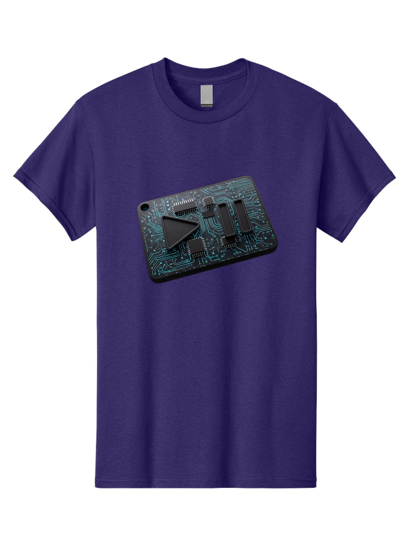 Play-Button-Circuit-Card Men'S Graphic Tee, 100% Cotton, Comfortable Casual Summer Wear, Machine Washable, Media Controls, Play Button, Circuit Board, Electronic Device, Futuristic Design, Modern Technology, Sleek Interface, User Experience, Bac325 4