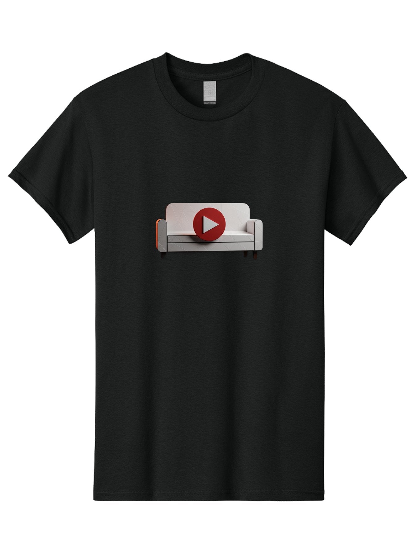 Play-Button-On-Sofa Men'S Graphic Tee, 100% Cotton, Comfortable Casual Summer Wear, Machine Washable, Play Button On Couch, Video Play Icon, Sofa Furniture, 3D Illustration, Modern Interior Design, Home Decor, Digital Media, Entertainment, Bac328 4