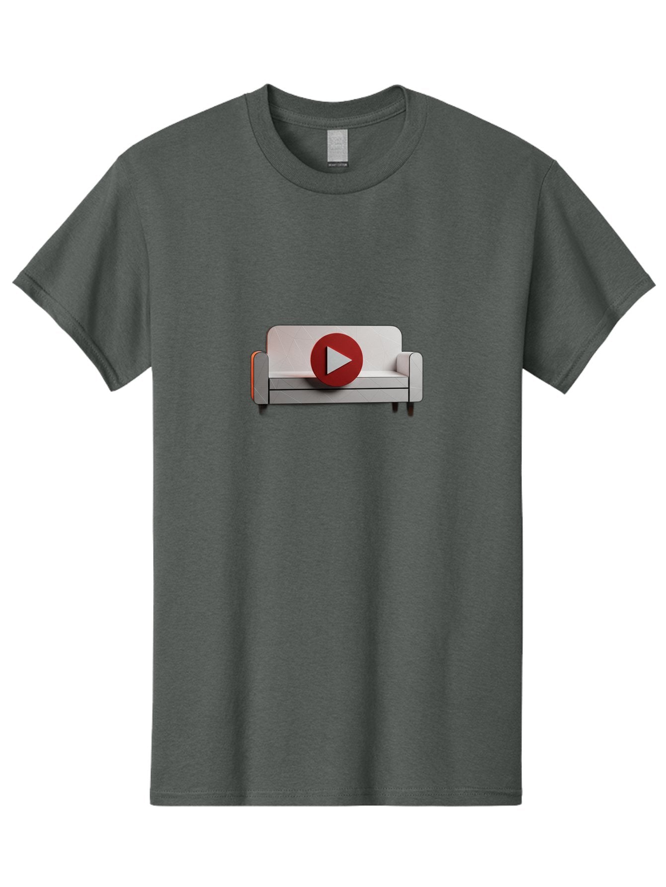Play-Button-On-Sofa Men'S Graphic Tee, 100% Cotton, Comfortable Casual Summer Wear, Machine Washable, Play Button On Couch, Video Play Icon, Sofa Furniture, 3D Illustration, Modern Interior Design, Home Decor, Digital Media, Entertainment, Bac328 6