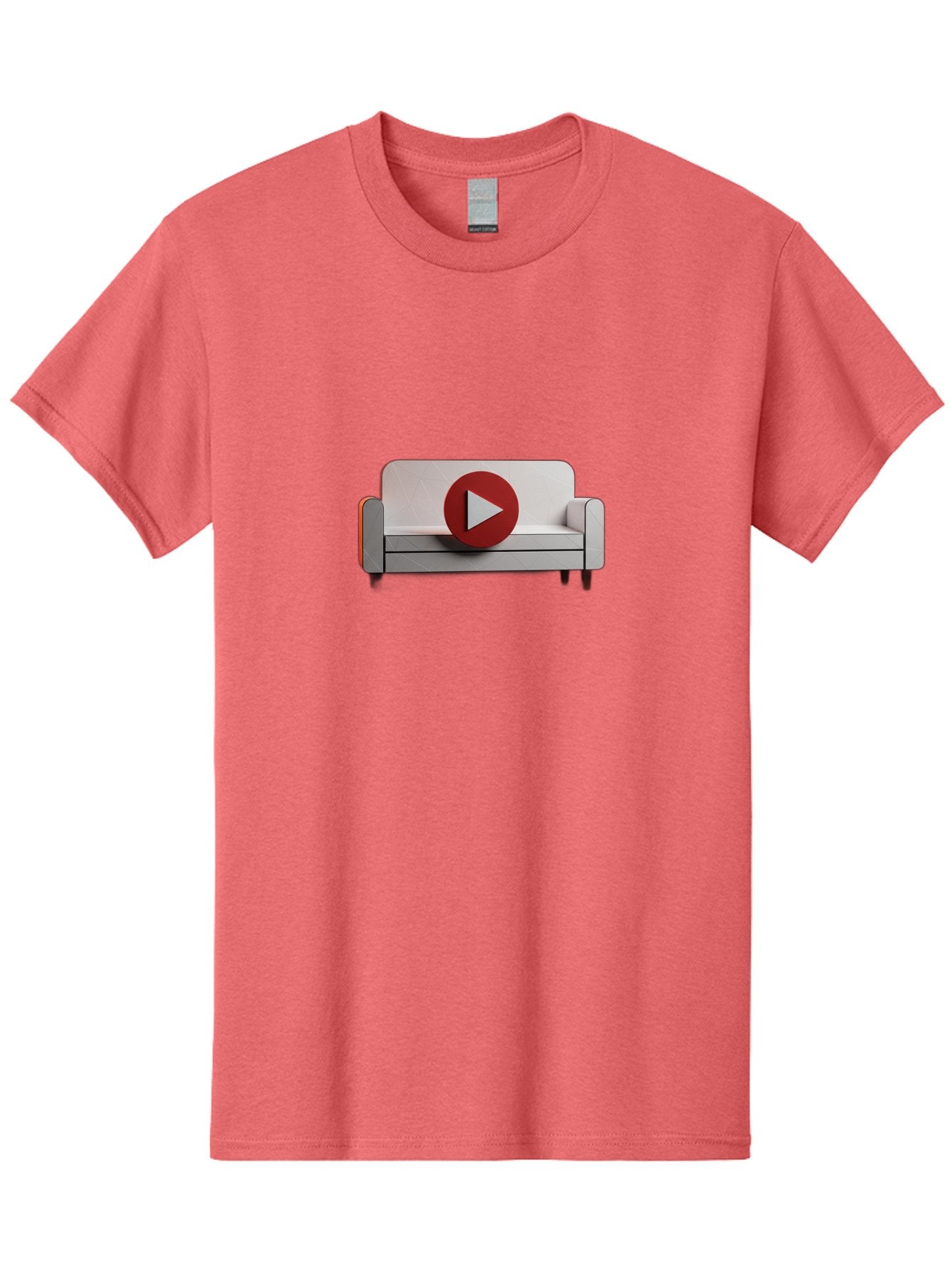 Play-Button-On-Sofa Men'S Graphic Tee, 100% Cotton, Comfortable Casual Summer Wear, Machine Washable, Play Button On Couch, Video Play Icon, Sofa Furniture, 3D Illustration, Modern Interior Design, Home Decor, Digital Media, Entertainment, Bac328 13