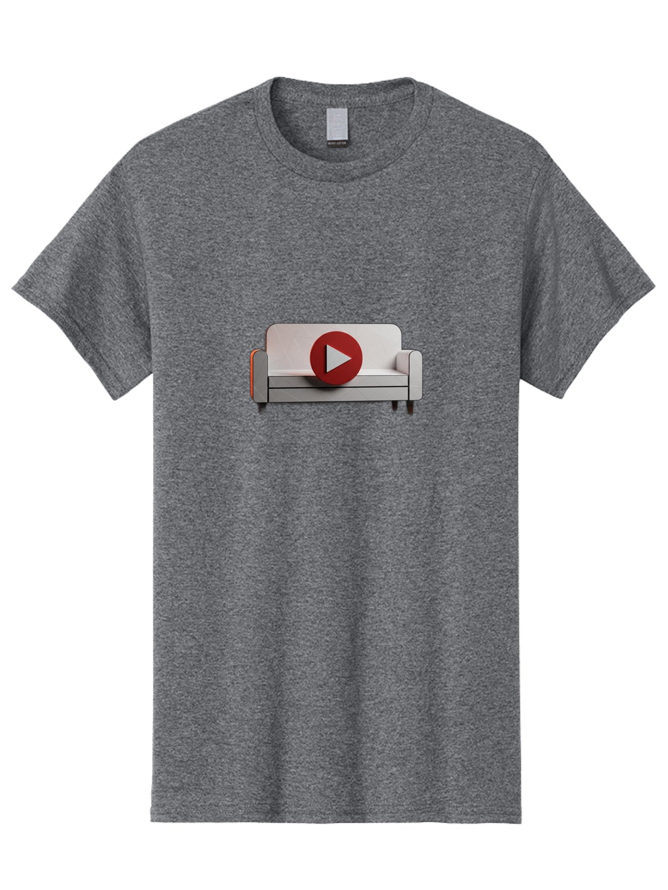 Play-Button-On-Sofa Men'S Graphic Tee, 100% Cotton, Comfortable Casual Summer Wear, Machine Washable, Play Button On Couch, Video Play Icon, Sofa Furniture, 3D Illustration, Modern Interior Design, Home Decor, Digital Media, Entertainment, Bac328 11
