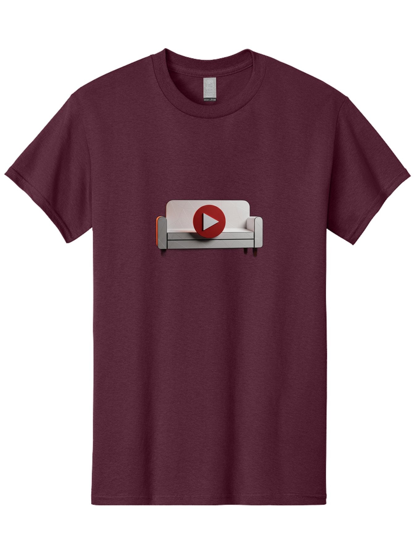 Play-Button-On-Sofa Men'S Graphic Tee, 100% Cotton, Comfortable Casual Summer Wear, Machine Washable, Play Button On Couch, Video Play Icon, Sofa Furniture, 3D Illustration, Modern Interior Design, Home Decor, Digital Media, Entertainment, Bac328 14