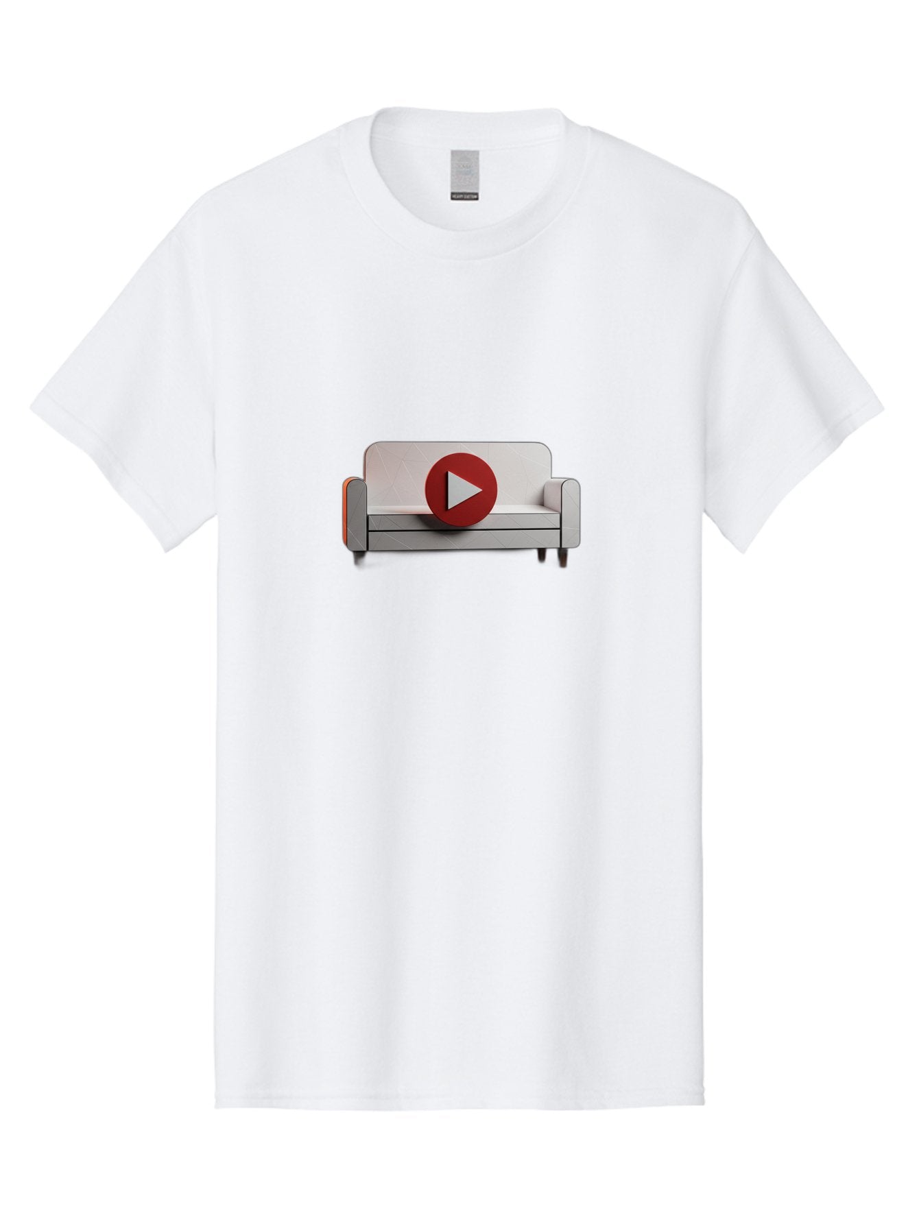 Play-Button-On-Sofa Men'S Graphic Tee, 100% Cotton, Comfortable Casual Summer Wear, Machine Washable, Play Button On Couch, Video Play Icon, Sofa Furniture, 3D Illustration, Modern Interior Design, Home Decor, Digital Media, Entertainment, Bac328 8