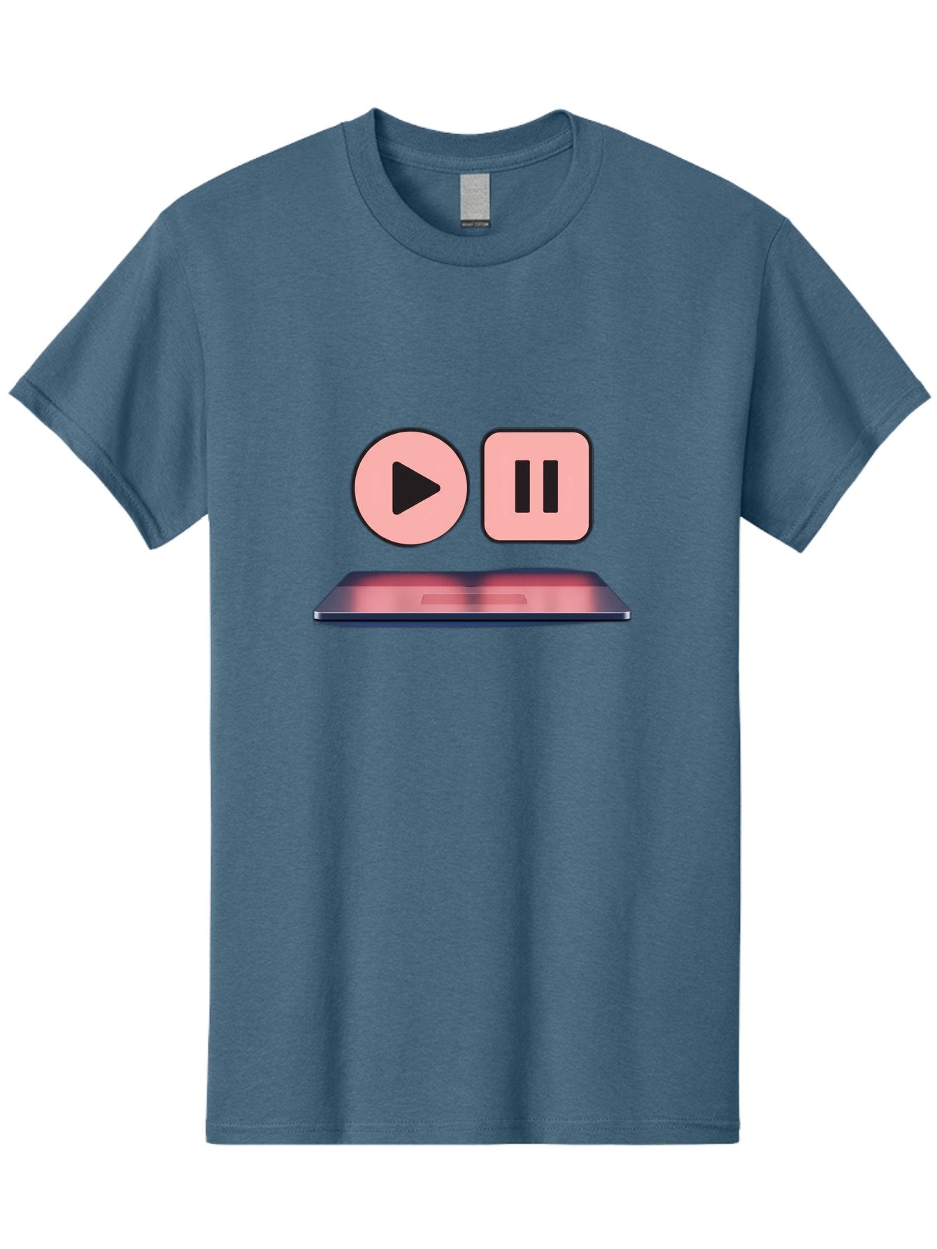 Play-Pause-1 Men'S Graphic Tee, 100% Cotton, Comfortable Casual Summer Wear, Machine Washable, Play Button, Pause Button, Media Controls, Video Player, Music Playback, Control Icons, Playback Controls, User Interface Bac332 5