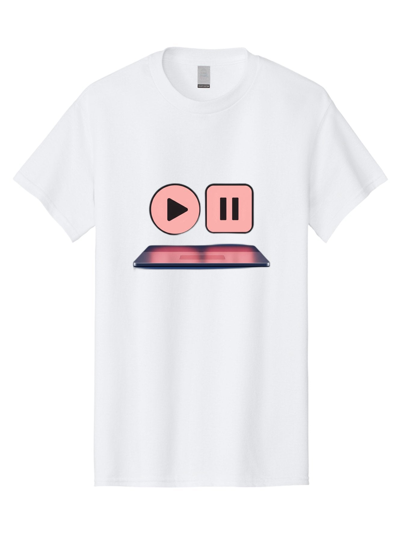 Play-Pause-1 Men'S Graphic Tee, 100% Cotton, Comfortable Casual Summer Wear, Machine Washable, Play Button, Pause Button, Media Controls, Video Player, Music Playback, Control Icons, Playback Controls, User Interface Bac332 3