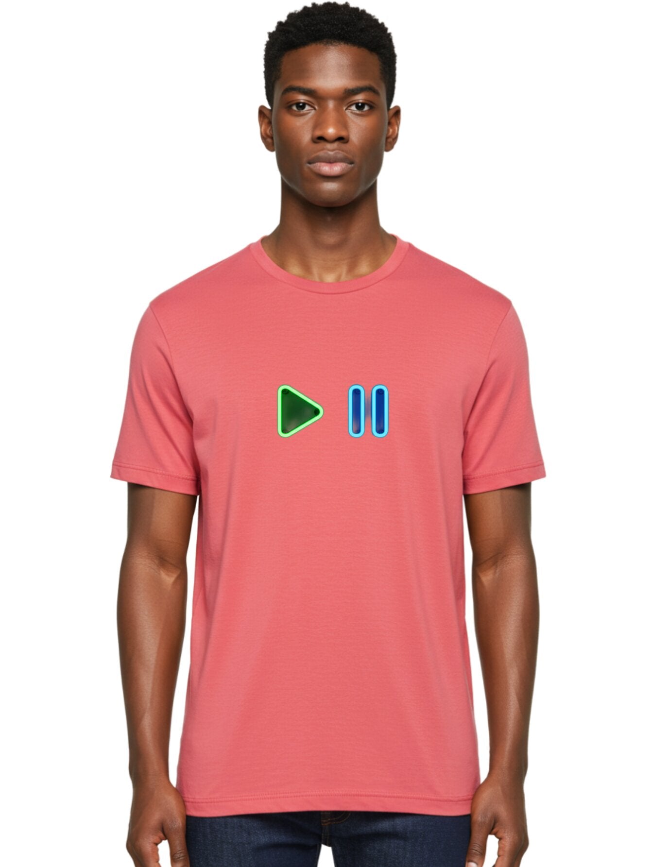 Play-Pause-Buttons Men'S Graphic Tee, 100% Cotton, Comfortable Casual Summer Wear, Machine Washable, Media Controls, Play Button, Pause Button, Video Player, Music Controls, Interface Elements, User Interface Bac333 25