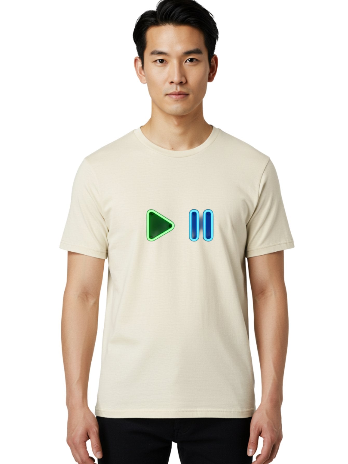 Play-Pause-Buttons Men'S Graphic Tee, 100% Cotton, Comfortable Casual Summer Wear, Machine Washable, Media Controls, Play Button, Pause Button, Video Player, Music Controls, Interface Elements, User Interface Bac333 24