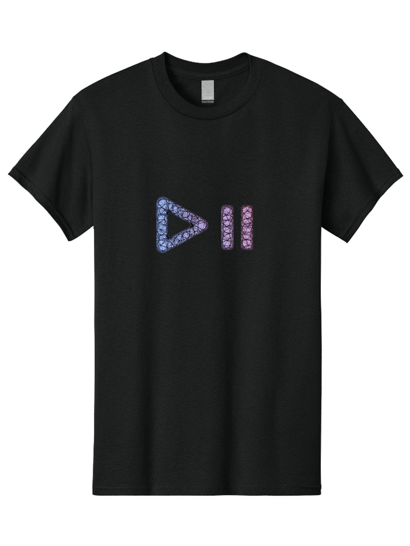 Play-Pause-Symbols Men'S Graphic Tee, 100% Cotton, Comfortable Casual Summer Wear, Machine Washable, Play And Pause Button, Media Controls, Music Control, Multimedia Icons, Abstract Geometric Pattern, Purple And Black Design, Digital Art, Bac334 14