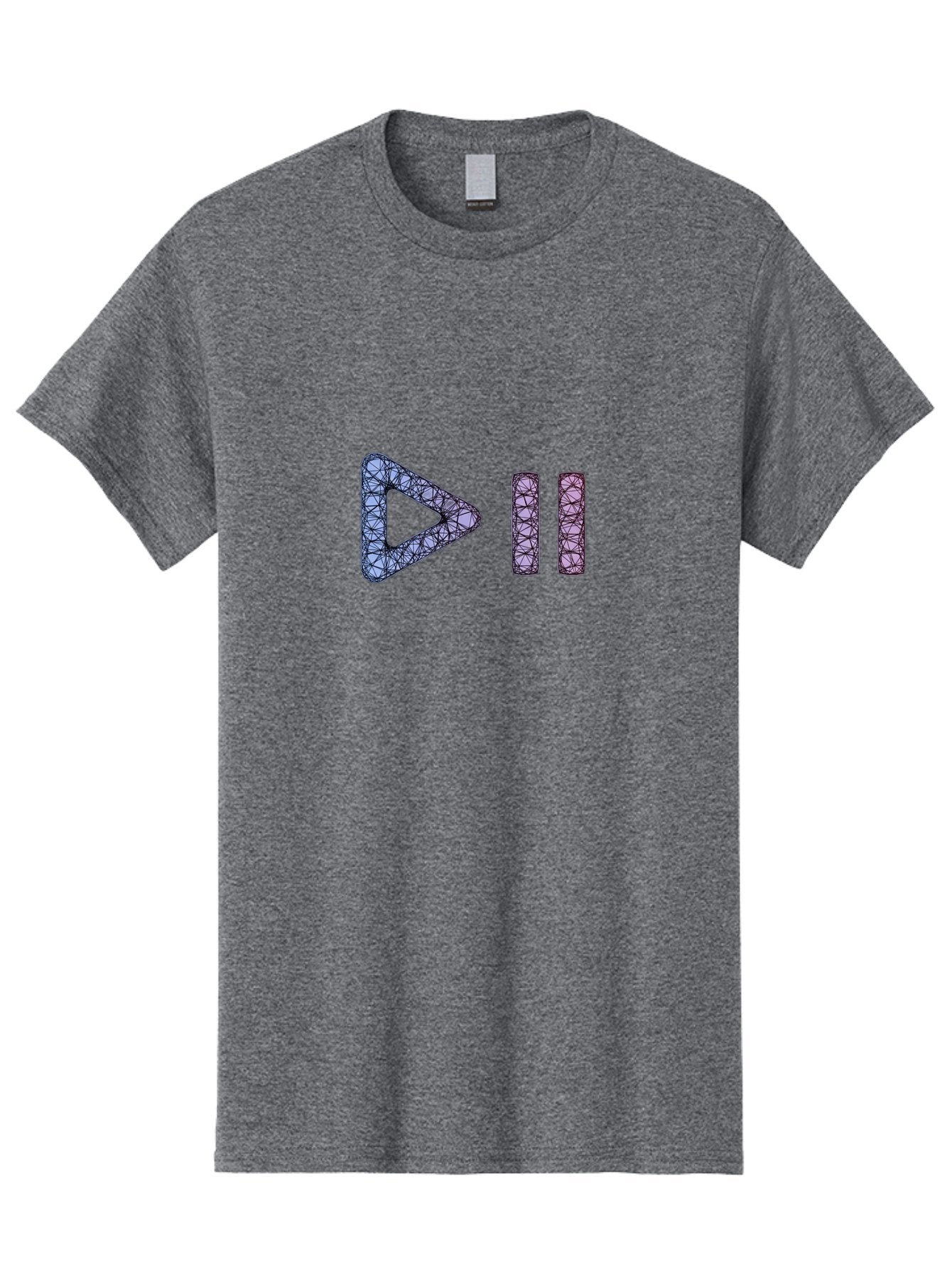 Play-Pause-Symbols Men'S Graphic Tee, 100% Cotton, Comfortable Casual Summer Wear, Machine Washable, Play And Pause Button, Media Controls, Music Control, Multimedia Icons, Abstract Geometric Pattern, Purple And Black Design, Digital Art, Bac334 10