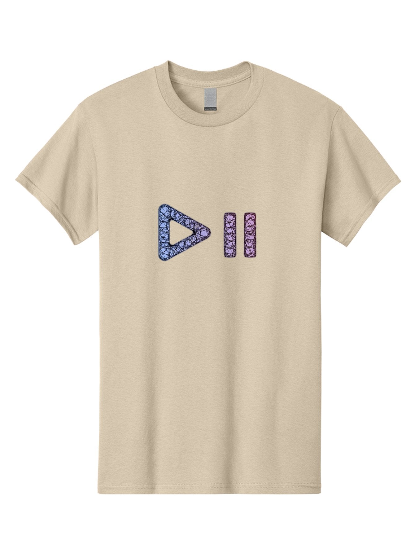 Play-Pause-Symbols Men'S Graphic Tee, 100% Cotton, Comfortable Casual Summer Wear, Machine Washable, Play And Pause Button, Media Controls, Music Control, Multimedia Icons, Abstract Geometric Pattern, Purple And Black Design, Digital Art, Bac334 5