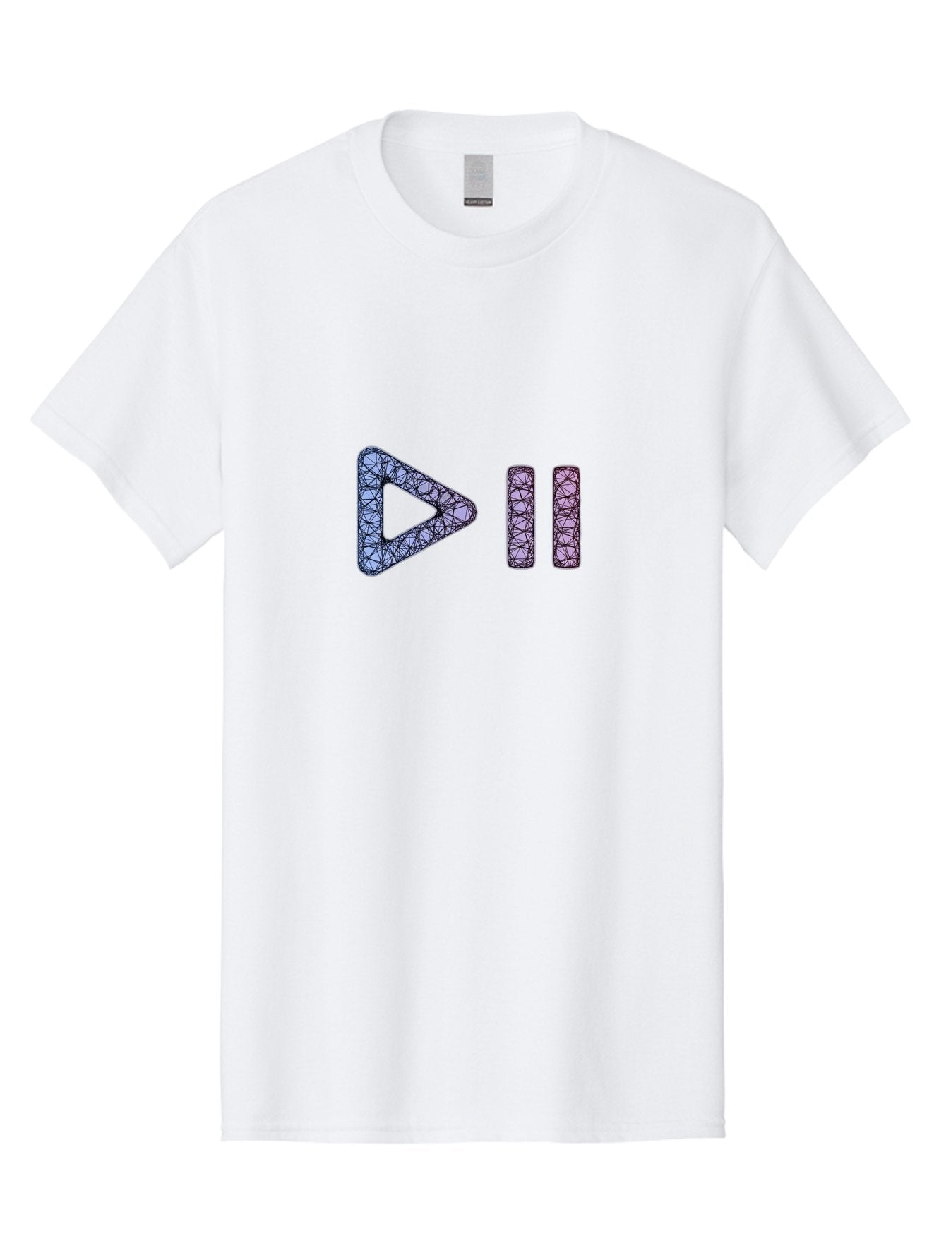 Play-Pause-Symbols Men'S Graphic Tee, 100% Cotton, Comfortable Casual Summer Wear, Machine Washable, Play And Pause Button, Media Controls, Music Control, Multimedia Icons, Abstract Geometric Pattern, Purple And Black Design, Digital Art, Bac334 6