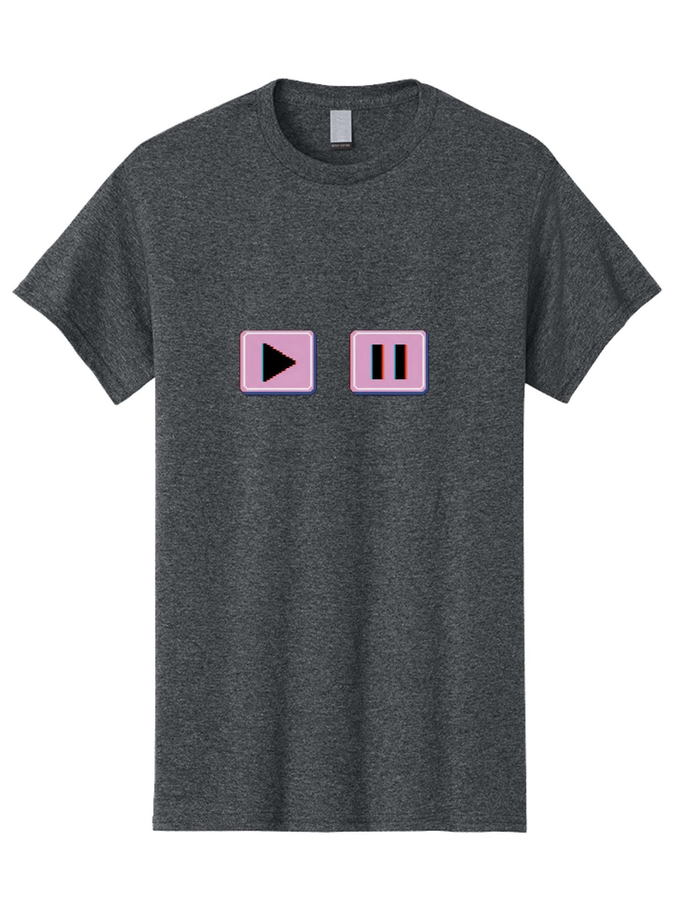 Play-Pause Men'S Graphic Tee, 100% Cotton, Comfortable Casual Summer Wear, Machine Washable, Play Button, Pause Button, Media Controls, Video Player, Music Controls, User Interface, Ui Elements, Digital Graphics Bac335 6