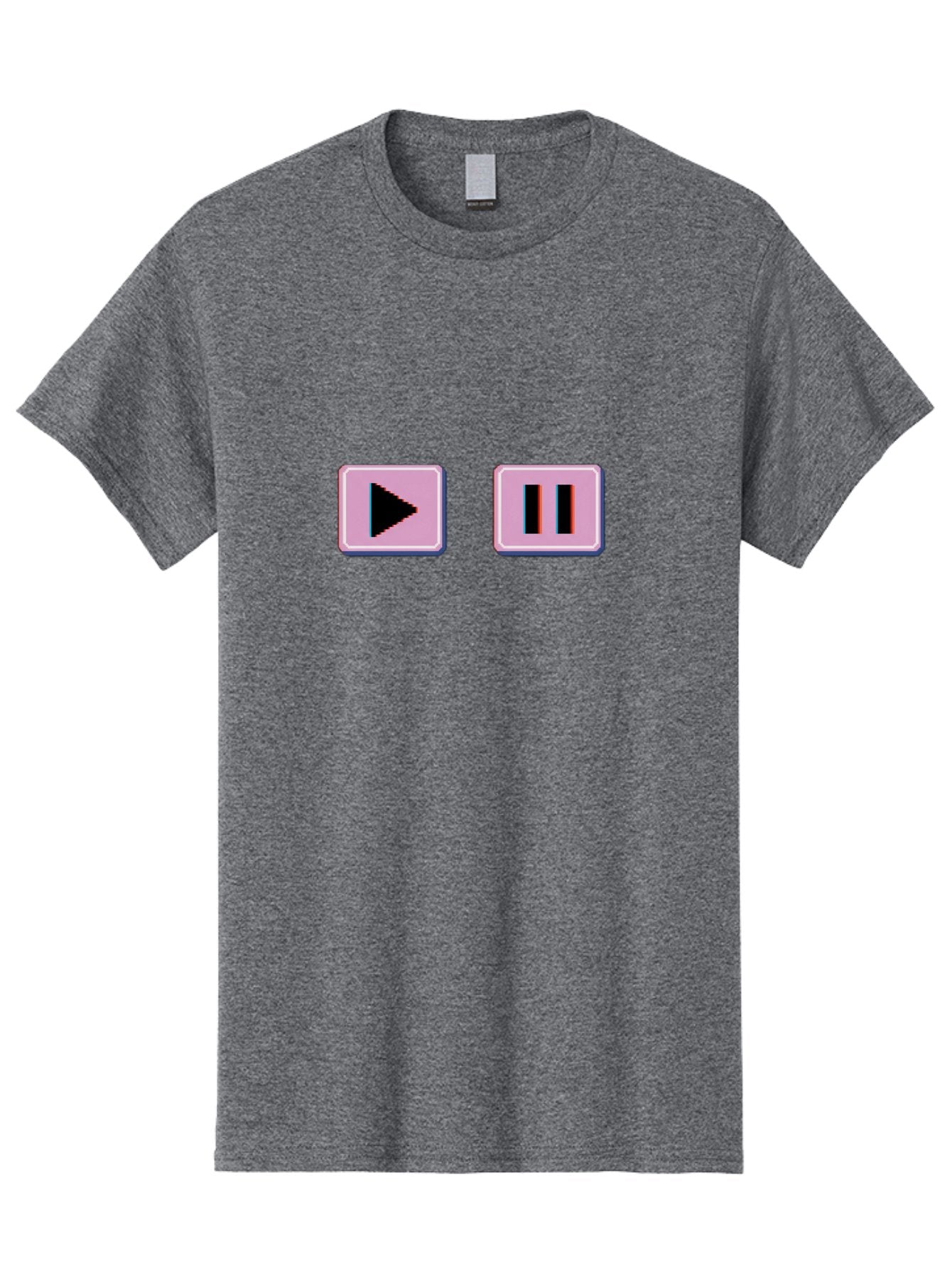Play-Pause Men'S Graphic Tee, 100% Cotton, Comfortable Casual Summer Wear, Machine Washable, Play Button, Pause Button, Media Controls, Video Player, Music Controls, User Interface, Ui Elements, Digital Graphics Bac335 4