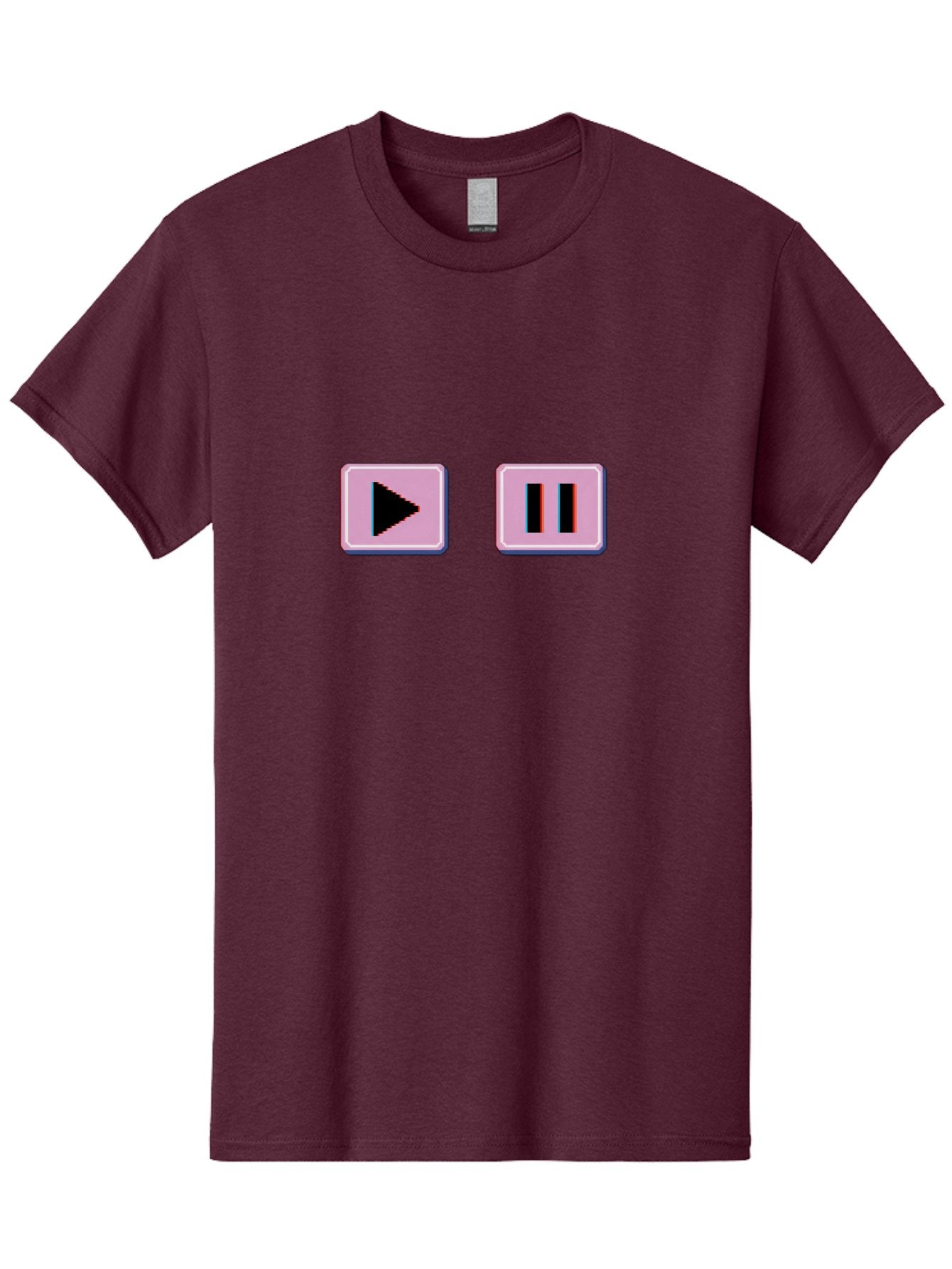 Play-Pause Men'S Graphic Tee, 100% Cotton, Comfortable Casual Summer Wear, Machine Washable, Play Button, Pause Button, Media Controls, Video Player, Music Controls, User Interface, Ui Elements, Digital Graphics Bac335 10