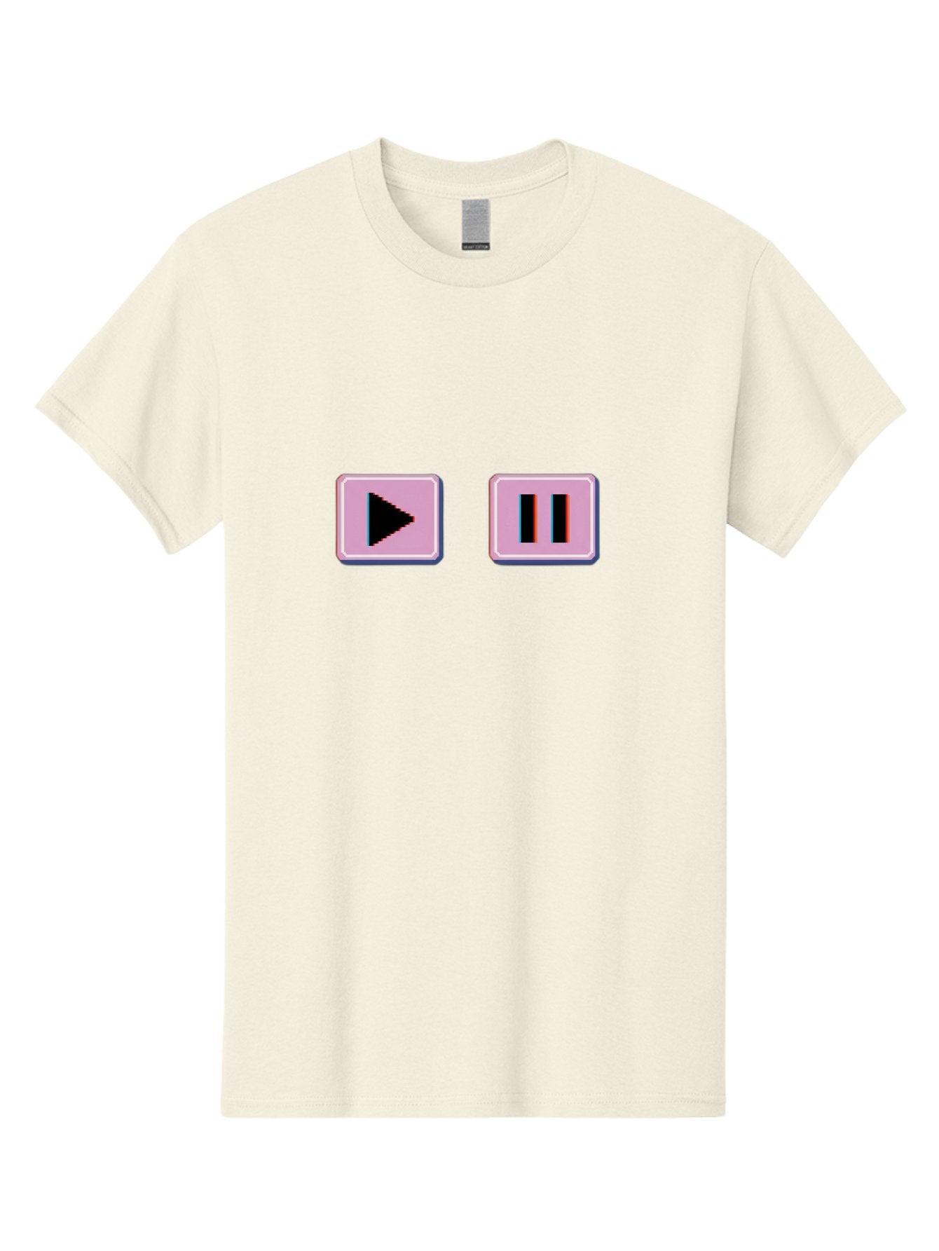 Play-Pause Men'S Graphic Tee, 100% Cotton, Comfortable Casual Summer Wear, Machine Washable, Play Button, Pause Button, Media Controls, Video Player, Music Controls, User Interface, Ui Elements, Digital Graphics Bac335
