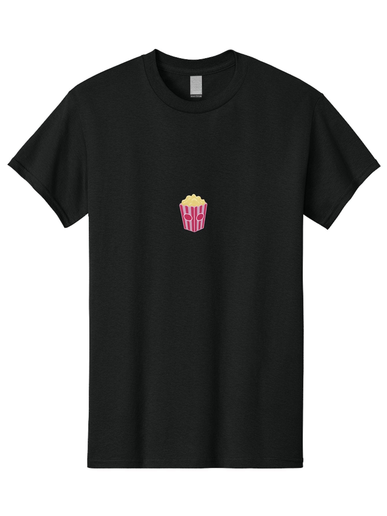 Popcorn-Bucket Men'S Graphic Tee, 100% Cotton, Comfortable Casual Summer Wear, Machine Washable, Popcorn Bucket, Striped Design, Snack Time, Movie Night, Tasty Treats, Yellow Popcorn, Pink Bucket, Cartoon Illustration, Food Graphics, Bac338 3