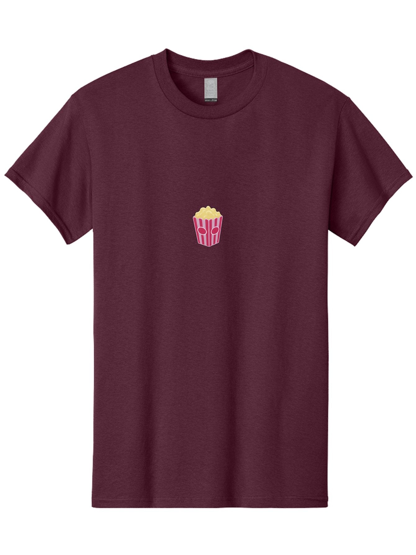 Popcorn-Bucket Men'S Graphic Tee, 100% Cotton, Comfortable Casual Summer Wear, Machine Washable, Popcorn Bucket, Striped Design, Snack Time, Movie Night, Tasty Treats, Yellow Popcorn, Pink Bucket, Cartoon Illustration, Food Graphics, Bac338 4