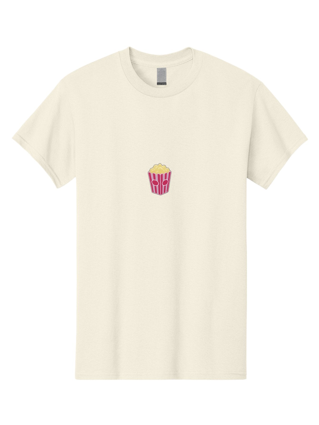 Popcorn-Bucket Men'S Graphic Tee, 100% Cotton, Comfortable Casual Summer Wear, Machine Washable, Popcorn Bucket, Striped Design, Snack Time, Movie Night, Tasty Treats, Yellow Popcorn, Pink Bucket, Cartoon Illustration, Food Graphics, Bac338 7