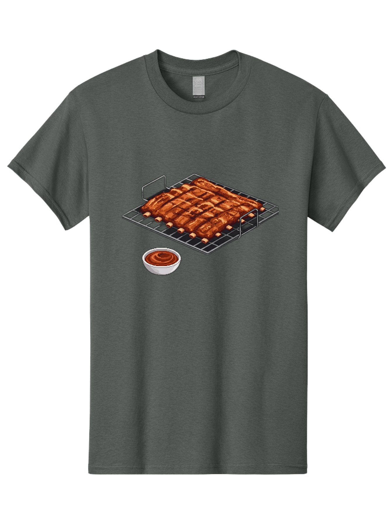 Pork-Ribs-On-Grill Men'S Graphic Tee, 100% Cotton, Comfortable Casual Summer Wear, Machine Washable, Barbecue Ribs, Grilled Pork, Barbecue Sauce, Bbq Ribs, Meat On The Grill, Delicious Food, Barbecue Style, Grilled Meat Bac340 7