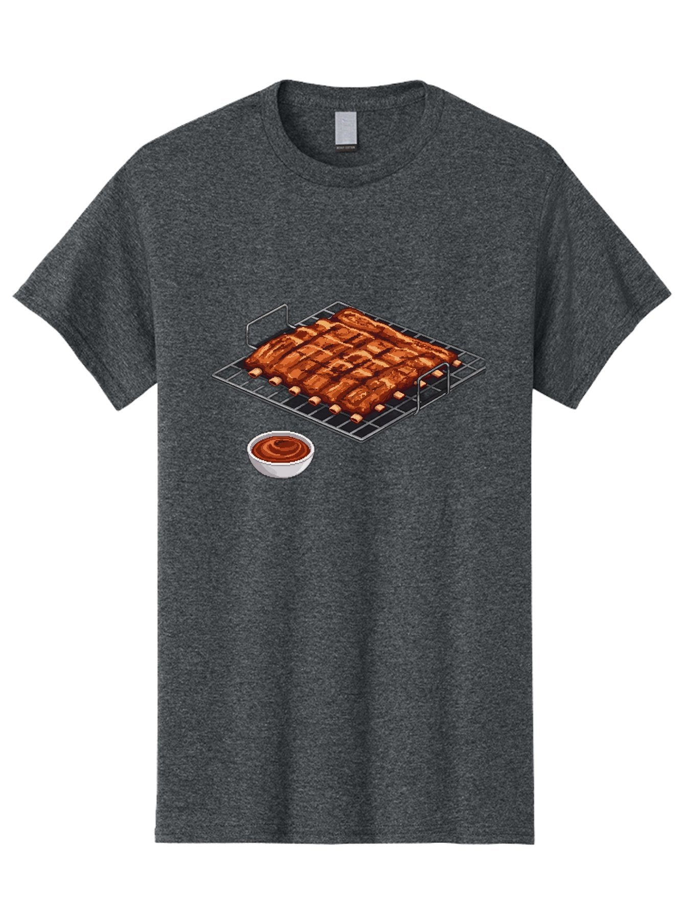 Pork-Ribs-On-Grill Men'S Graphic Tee, 100% Cotton, Comfortable Casual Summer Wear, Machine Washable, Barbecue Ribs, Grilled Pork, Barbecue Sauce, Bbq Ribs, Meat On The Grill, Delicious Food, Barbecue Style, Grilled Meat Bac340 8