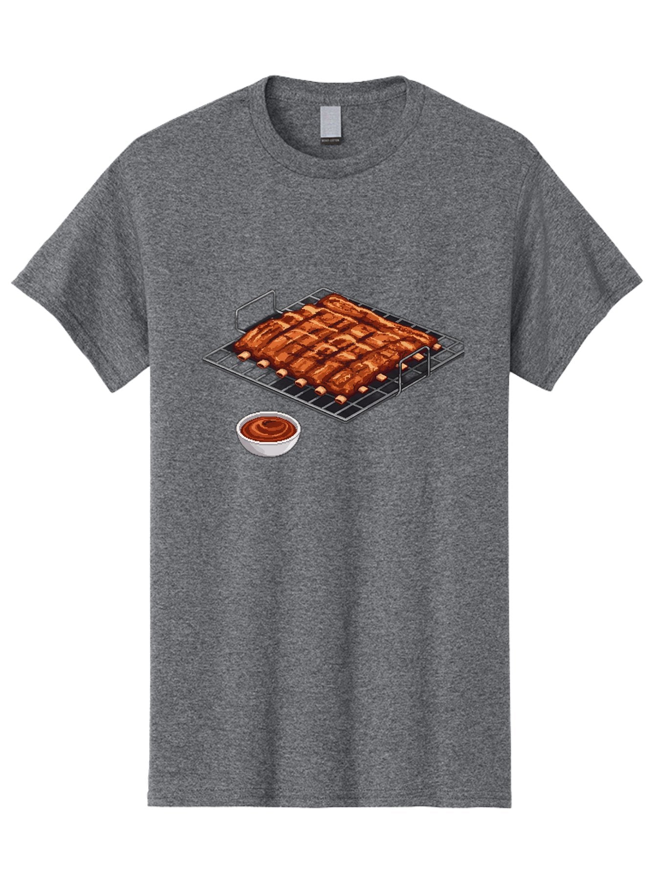 Pork-Ribs-On-Grill Men'S Graphic Tee, 100% Cotton, Comfortable Casual Summer Wear, Machine Washable, Barbecue Ribs, Grilled Pork, Barbecue Sauce, Bbq Ribs, Meat On The Grill, Delicious Food, Barbecue Style, Grilled Meat Bac340 15