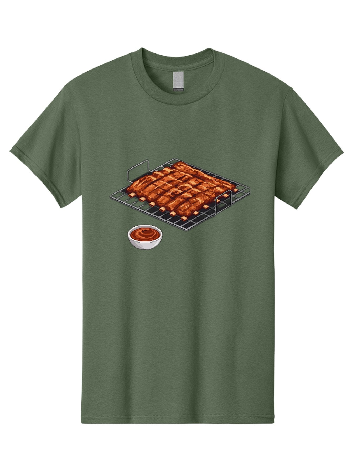 Pork-Ribs-On-Grill Men'S Graphic Tee, 100% Cotton, Comfortable Casual Summer Wear, Machine Washable, Barbecue Ribs, Grilled Pork, Barbecue Sauce, Bbq Ribs, Meat On The Grill, Delicious Food, Barbecue Style, Grilled Meat Bac340 14
