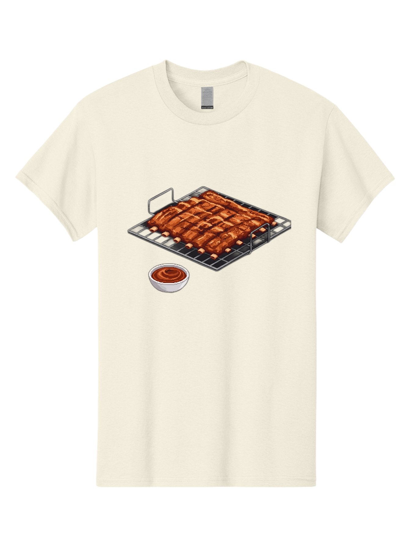 Pork-Ribs-On-Grill Men'S Graphic Tee, 100% Cotton, Comfortable Casual Summer Wear, Machine Washable, Barbecue Ribs, Grilled Pork, Barbecue Sauce, Bbq Ribs, Meat On The Grill, Delicious Food, Barbecue Style, Grilled Meat Bac340 5