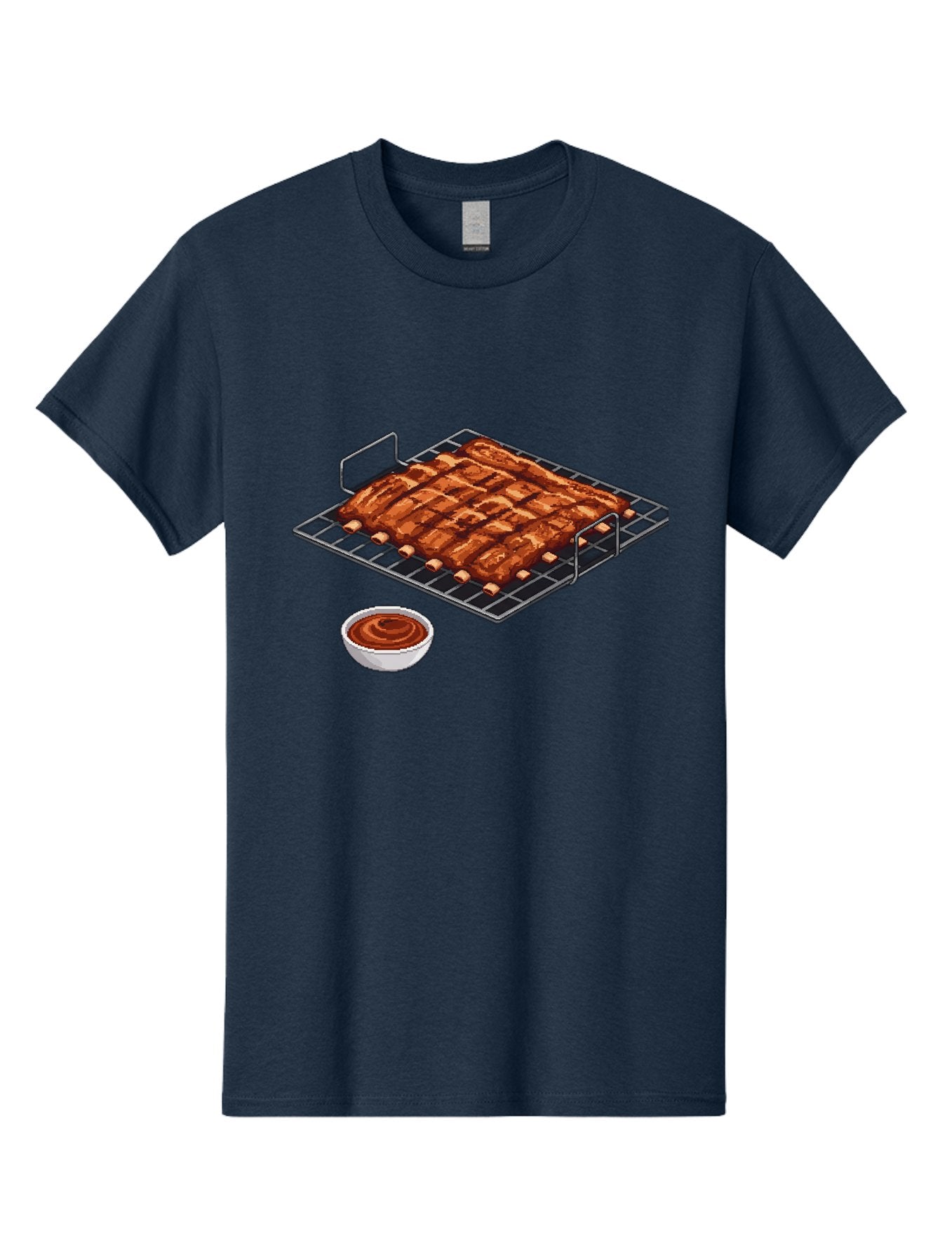 Pork-Ribs-On-Grill Men'S Graphic Tee, 100% Cotton, Comfortable Casual Summer Wear, Machine Washable, Barbecue Ribs, Grilled Pork, Barbecue Sauce, Bbq Ribs, Meat On The Grill, Delicious Food, Barbecue Style, Grilled Meat Bac340 10