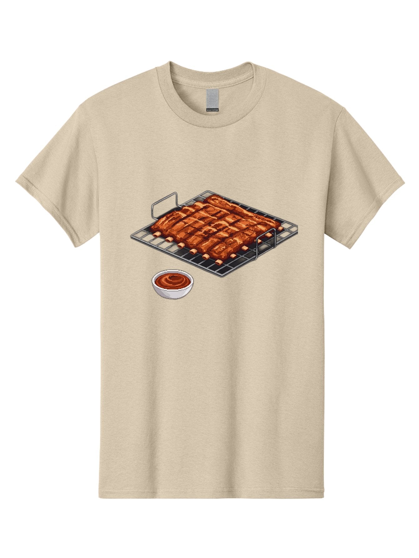 Pork-Ribs-On-Grill Men'S Graphic Tee, 100% Cotton, Comfortable Casual Summer Wear, Machine Washable, Barbecue Ribs, Grilled Pork, Barbecue Sauce, Bbq Ribs, Meat On The Grill, Delicious Food, Barbecue Style, Grilled Meat Bac340 9