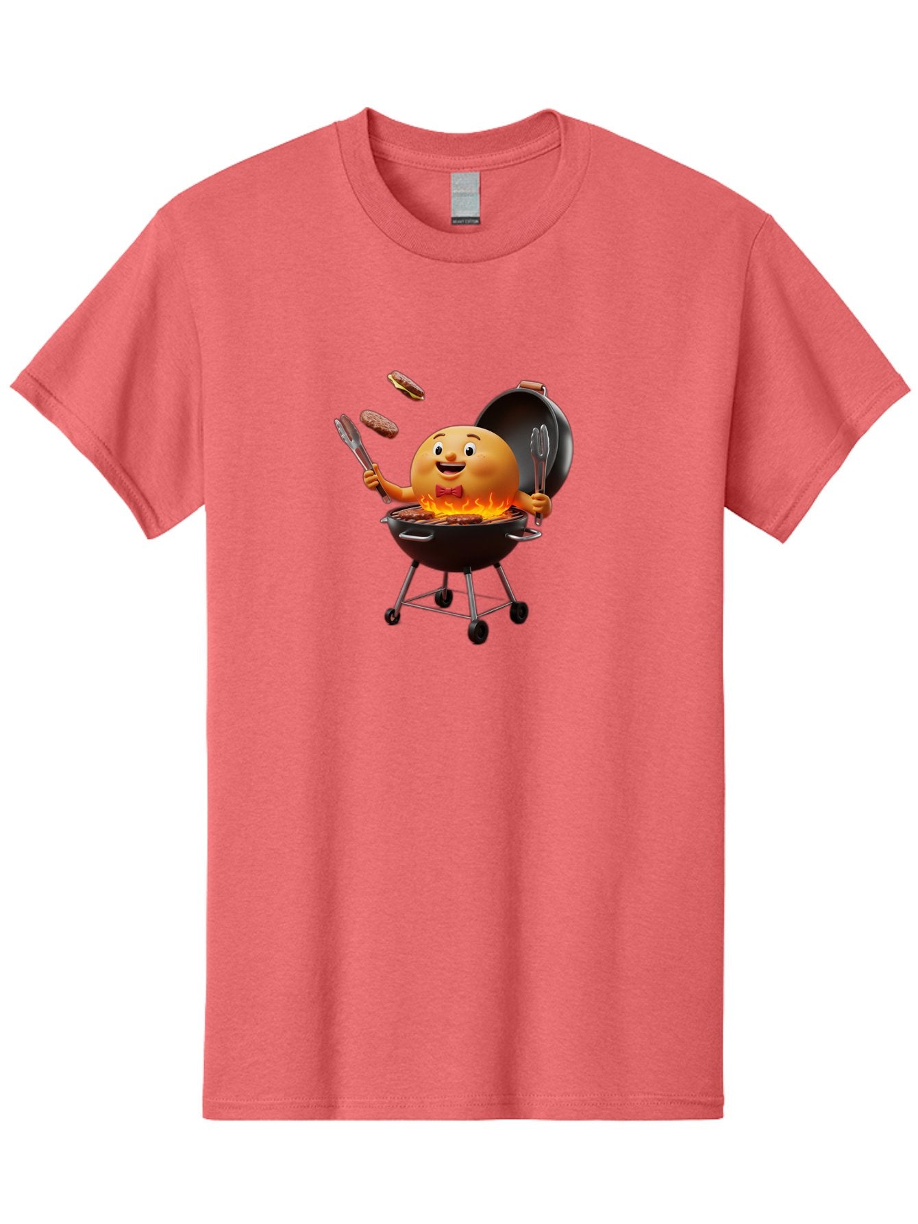 Pringles-Can-Grilling Men'S Graphic Tee, 100% Cotton, Comfortable Casual Summer Wear, Machine Washable, Cartoon Egg Grilling Burgers, Barbecue Scene, Happy Egg Character, Grilling Utensils, Tongs And Spatula, Cooking On Grill, Bac342 12
