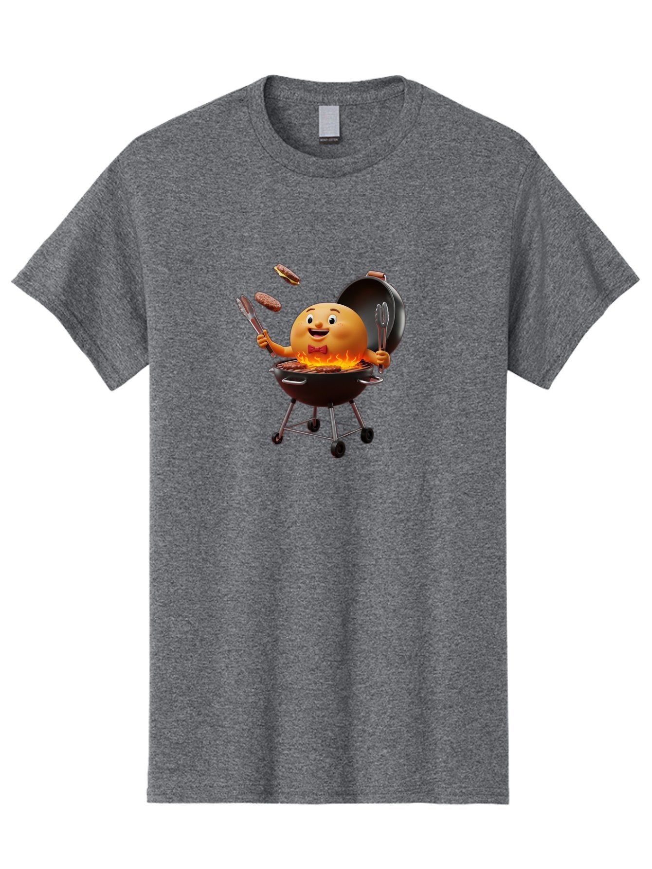 Pringles-Can-Grilling Men'S Graphic Tee, 100% Cotton, Comfortable Casual Summer Wear, Machine Washable, Cartoon Egg Grilling Burgers, Barbecue Scene, Happy Egg Character, Grilling Utensils, Tongs And Spatula, Cooking On Grill, Bac342 4