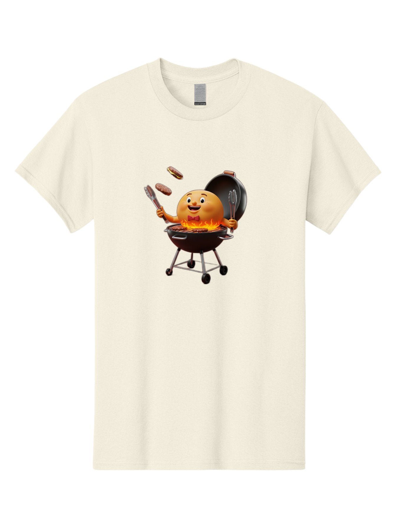 Pringles-Can-Grilling Men'S Graphic Tee, 100% Cotton, Comfortable Casual Summer Wear, Machine Washable, Cartoon Egg Grilling Burgers, Barbecue Scene, Happy Egg Character, Grilling Utensils, Tongs And Spatula, Cooking On Grill, Bac342 9