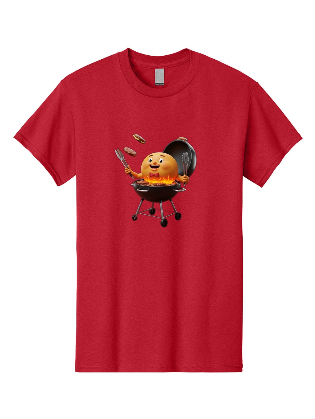 Pringles-Can-Grilling Men'S Graphic Tee, 100% Cotton, Comfortable Casual Summer Wear, Machine Washable, Cartoon Egg Grilling Burgers, Barbecue Scene, Happy Egg Character, Grilling Utensils, Tongs And Spatula, Cooking On Grill, Bac342 7