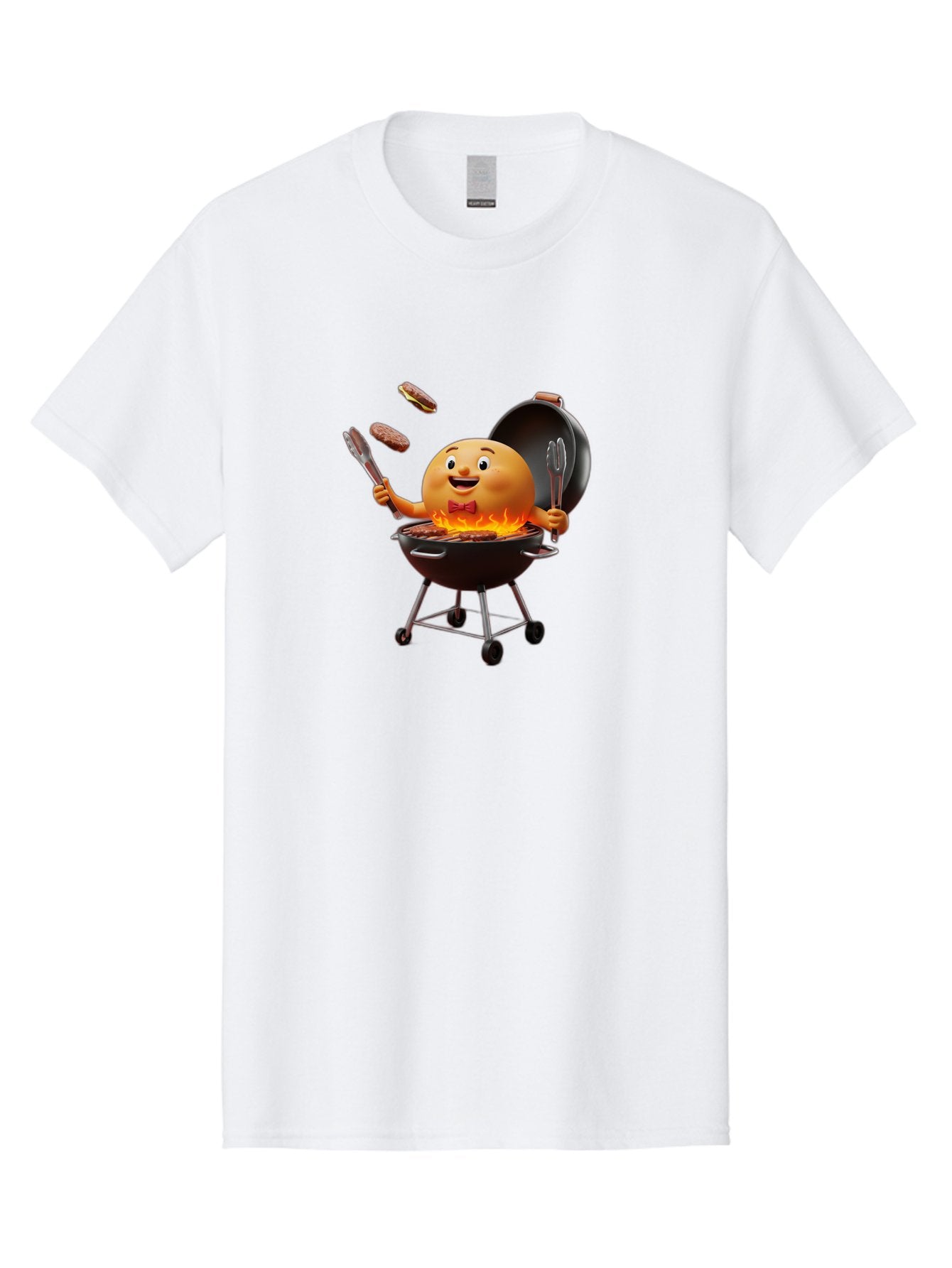 Pringles-Can-Grilling Men'S Graphic Tee, 100% Cotton, Comfortable Casual Summer Wear, Machine Washable, Cartoon Egg Grilling Burgers, Barbecue Scene, Happy Egg Character, Grilling Utensils, Tongs And Spatula, Cooking On Grill, Bac342 6